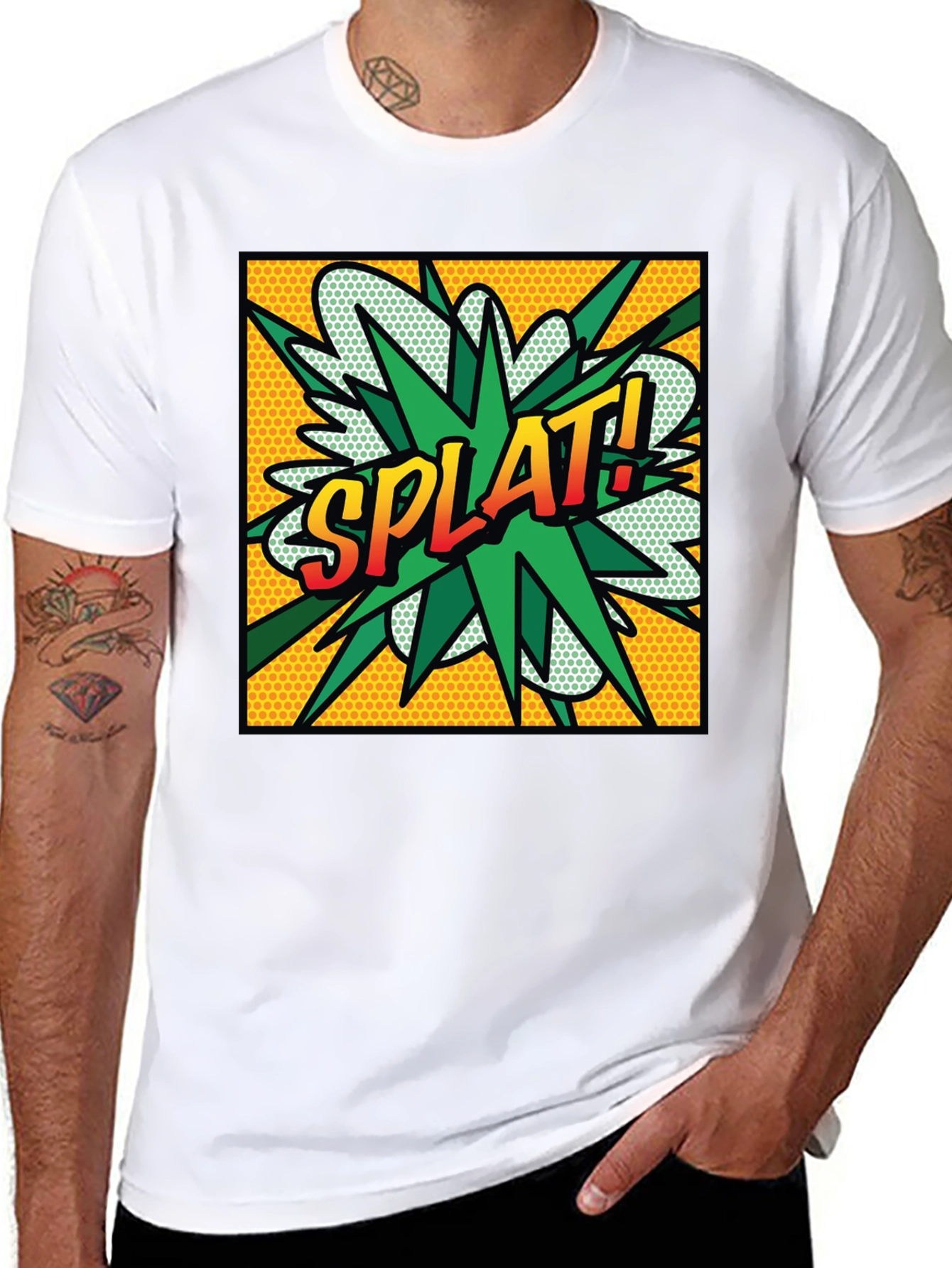 Splat! Comic Style Graphic T-Shirt - Black