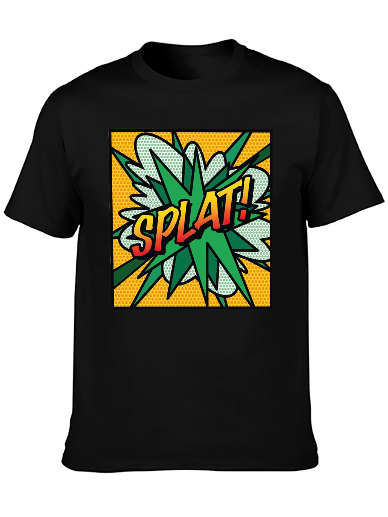 Splat! Comic Style Graphic T-Shirt - Black