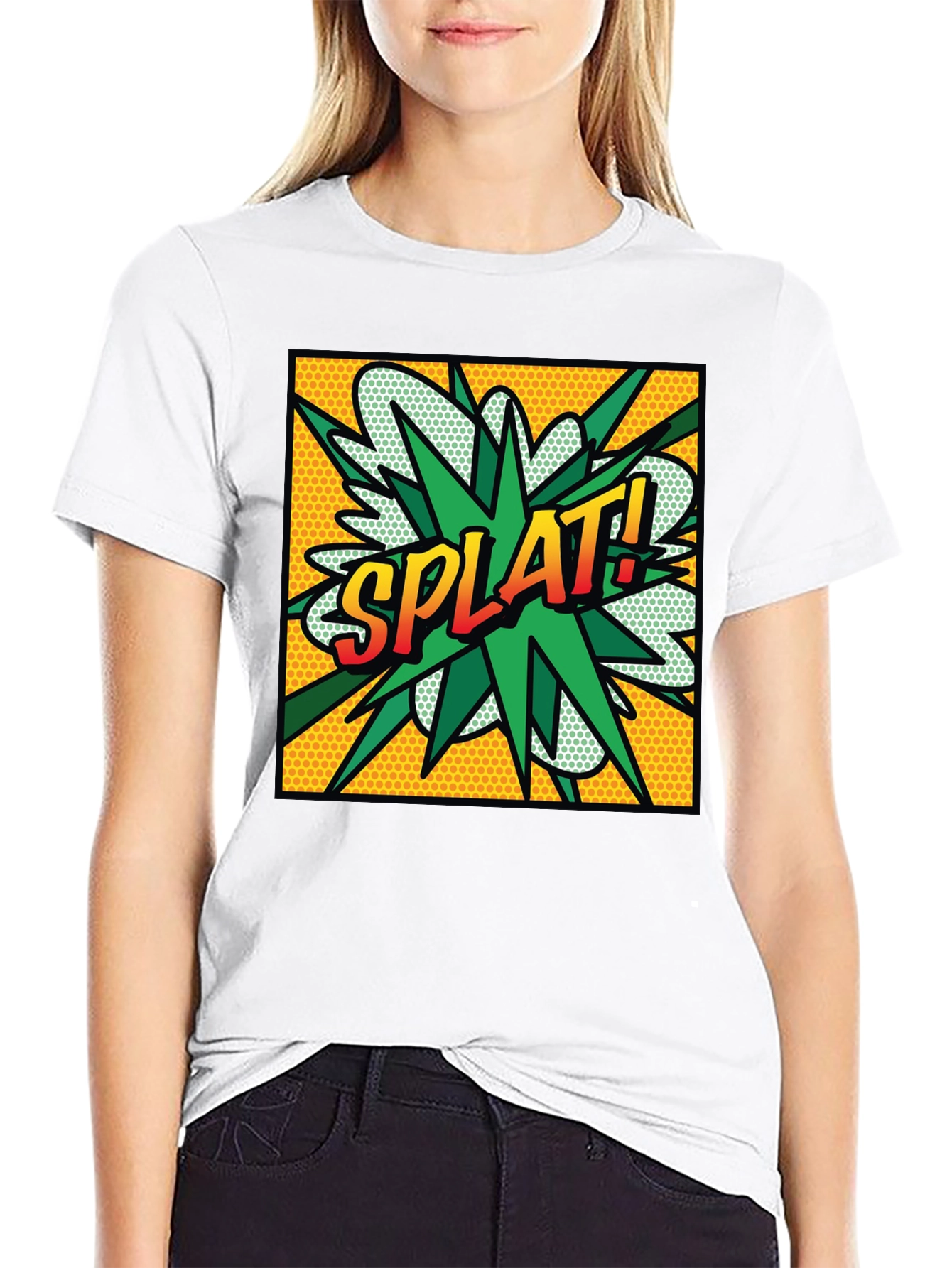 Splat! Comic Style Graphic T-Shirt - Black