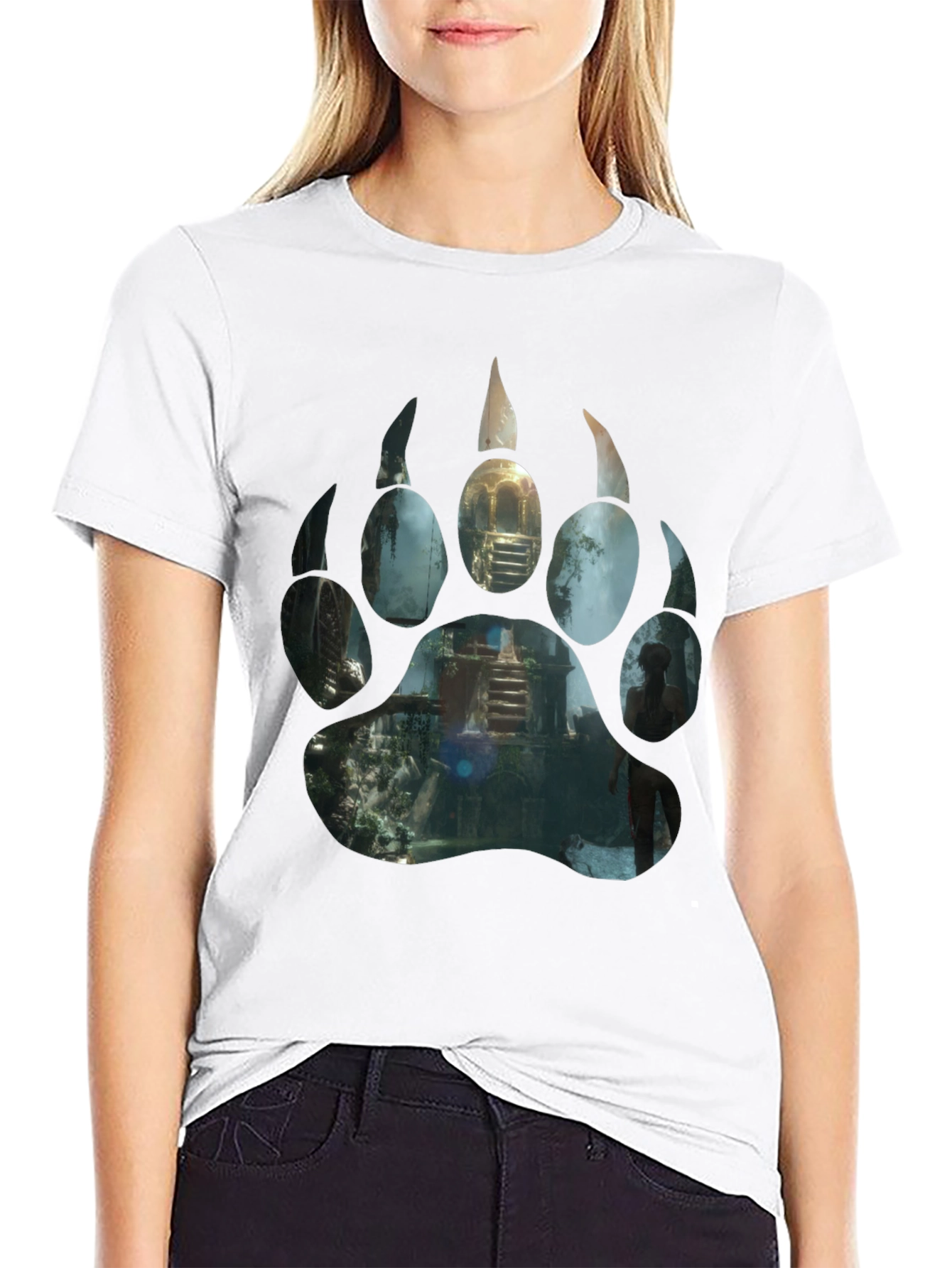 Tomb Raider Shadow Paw Print Graphic T-Shirt