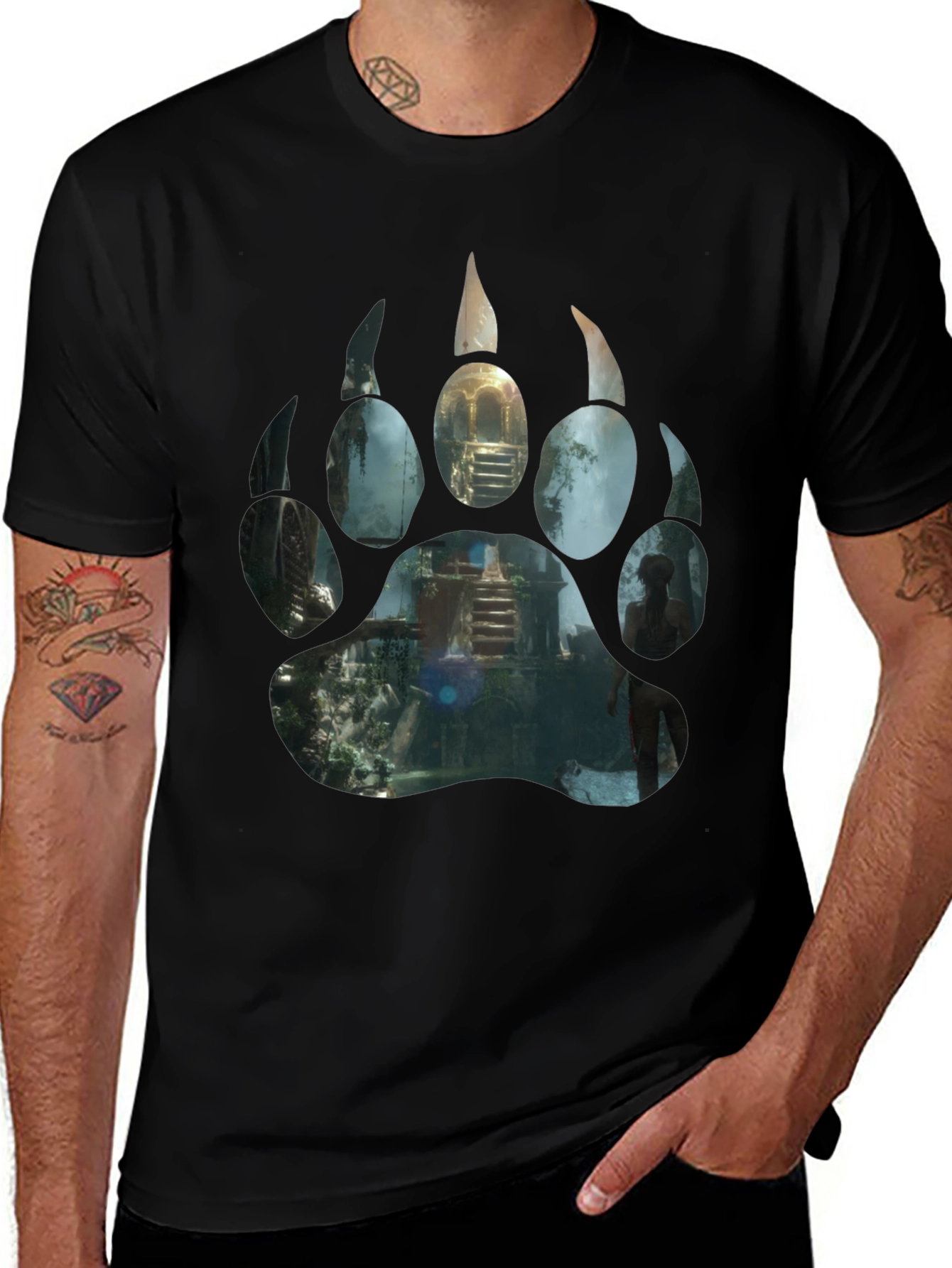 Tomb Raider Shadow Paw Print Graphic T-Shirt
