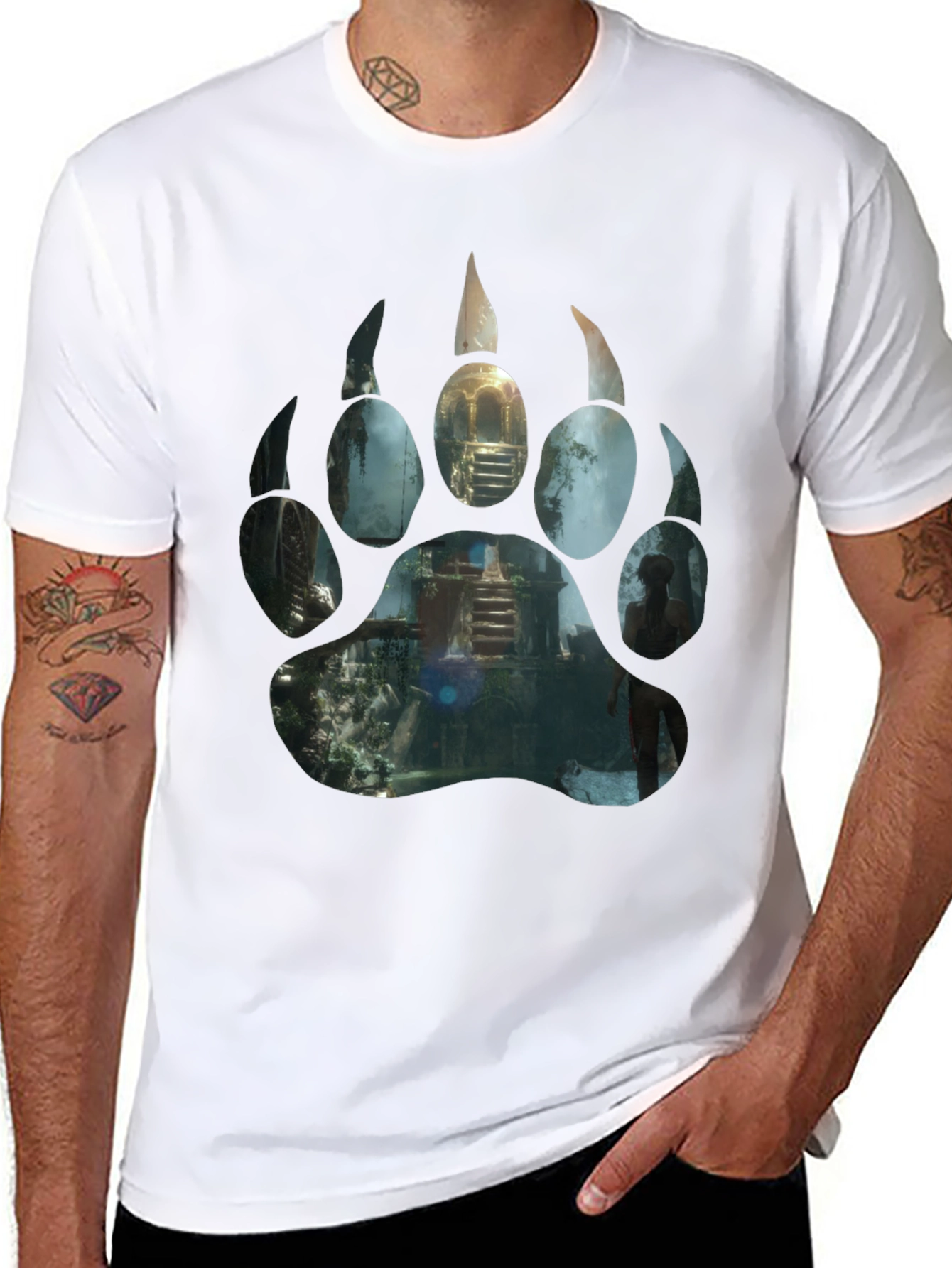 Tomb Raider Shadow Paw Print Graphic T-Shirt