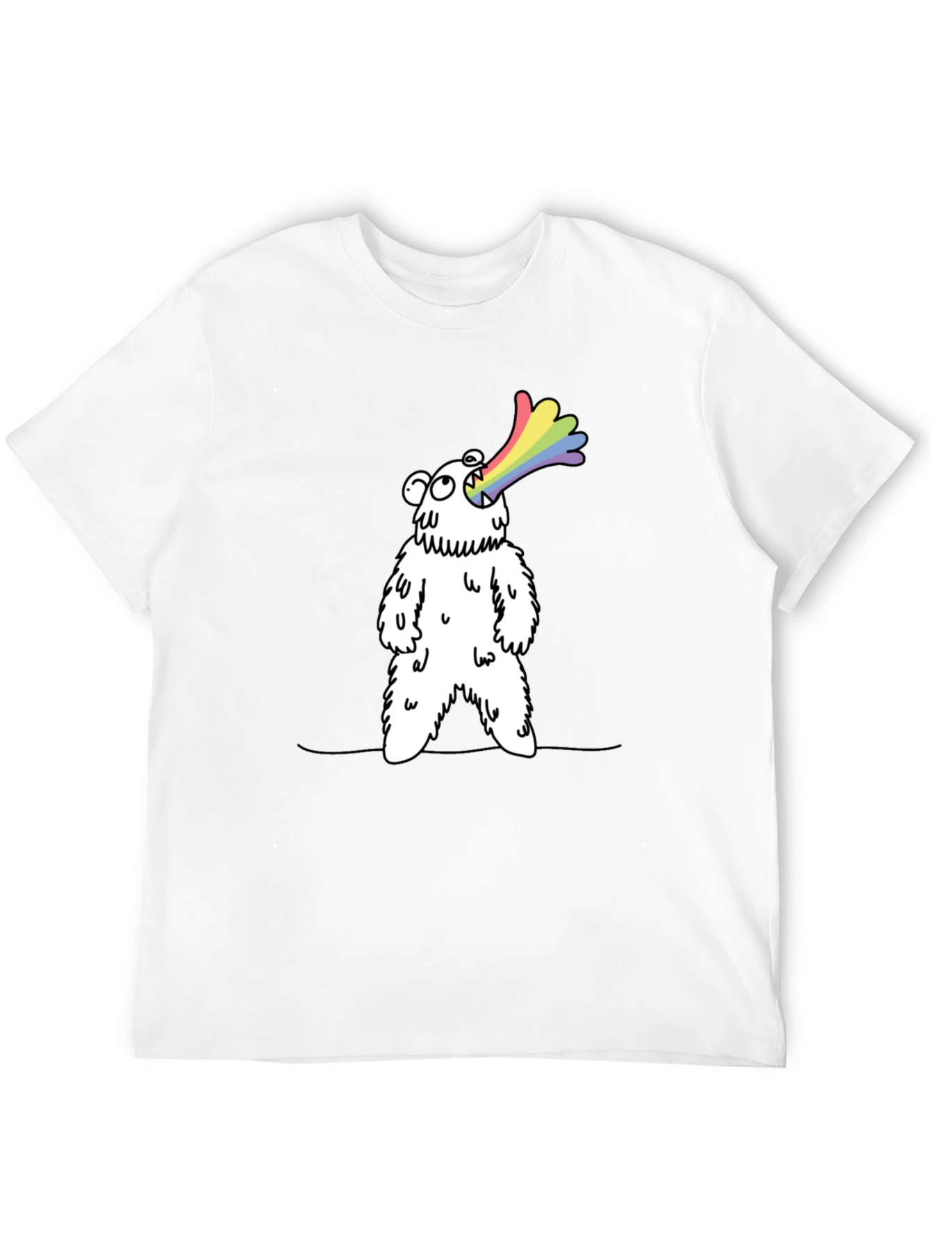 Rainbow Vomiting Bear Graphic Tee - Fun Novelty Shirt
