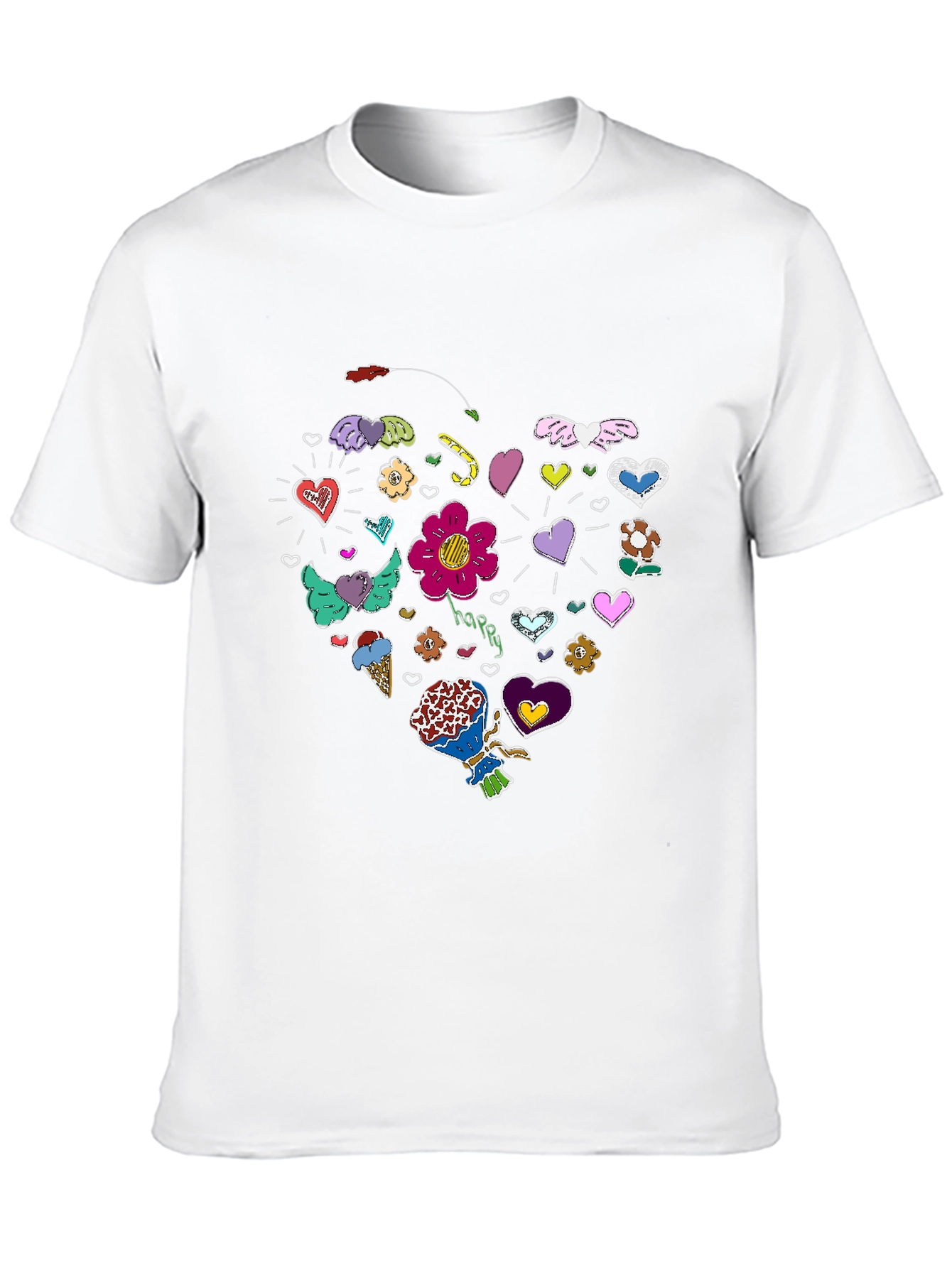 Heart Doodle Graphic Tee - Fun Casual Style