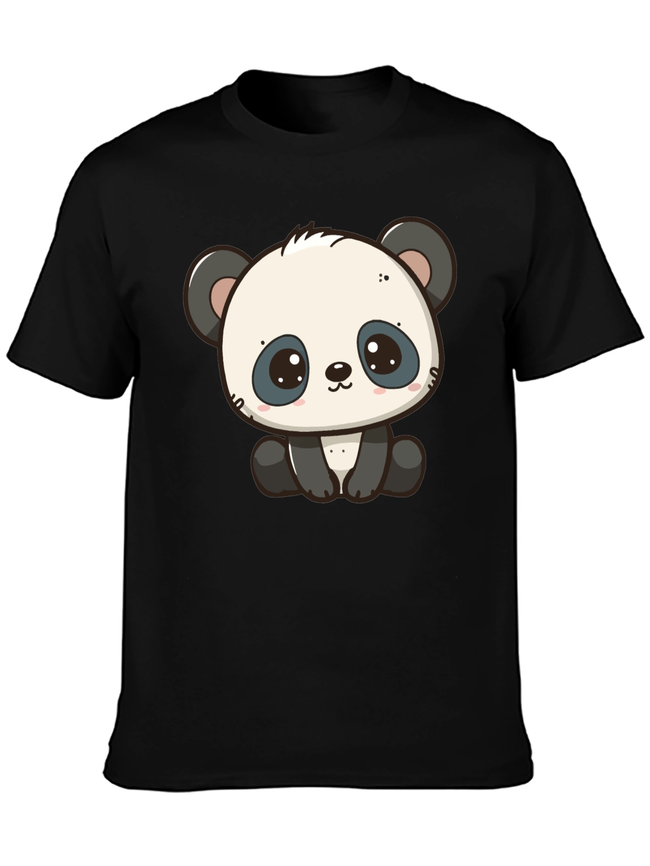 Cute Panda Graphic Black T-Shirt