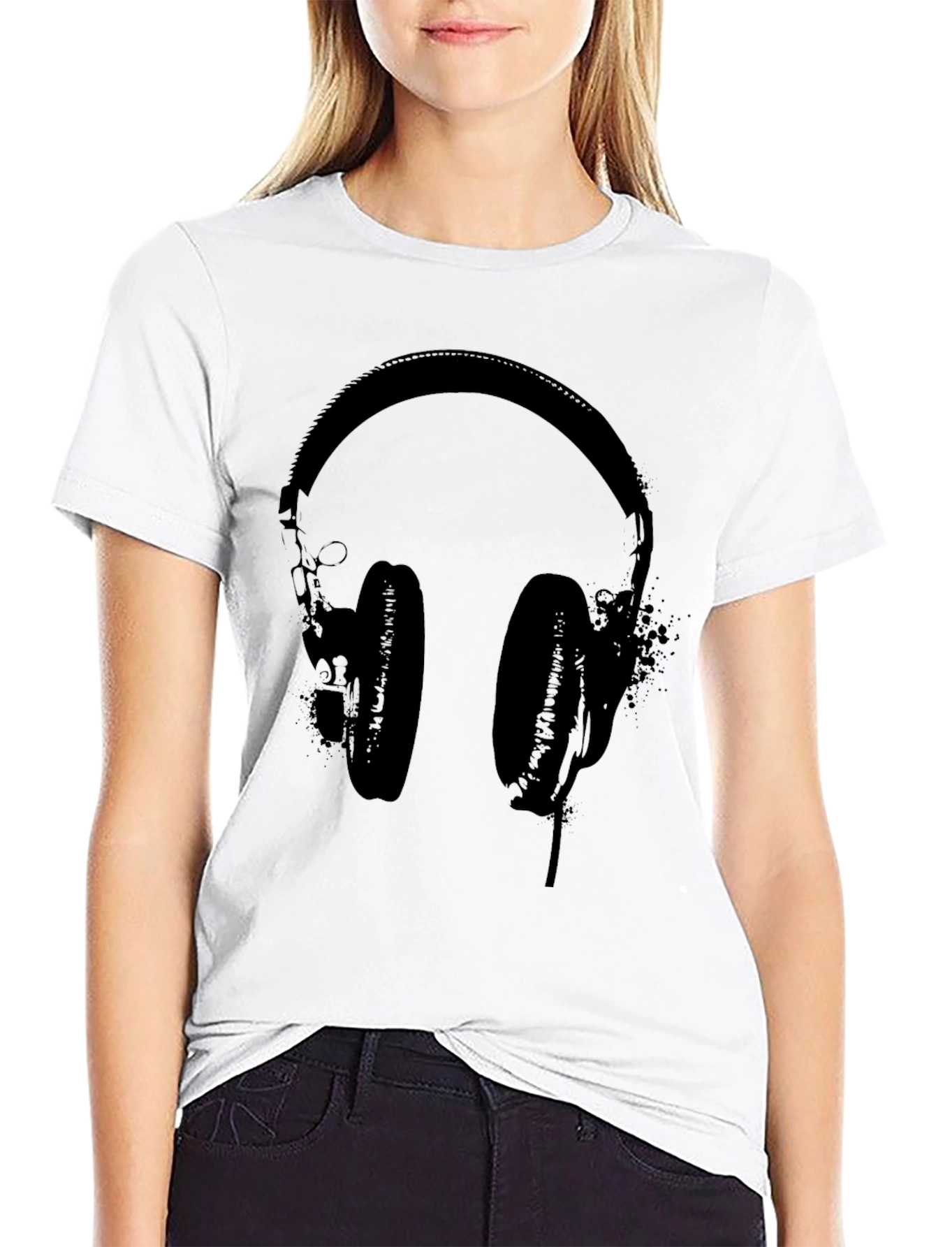 Black Headphones Graphic T-Shirt