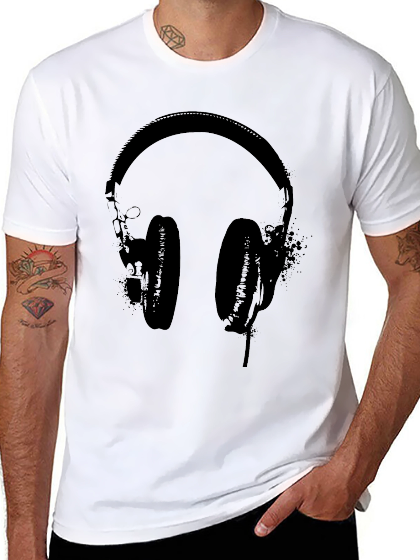 Black Headphones Graphic T-Shirt