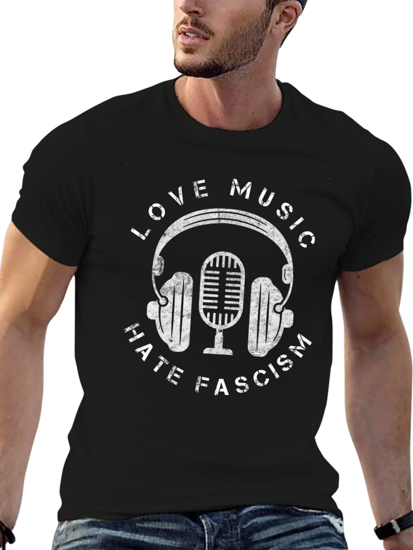 Love Music Hate Fascism Graphic Tee