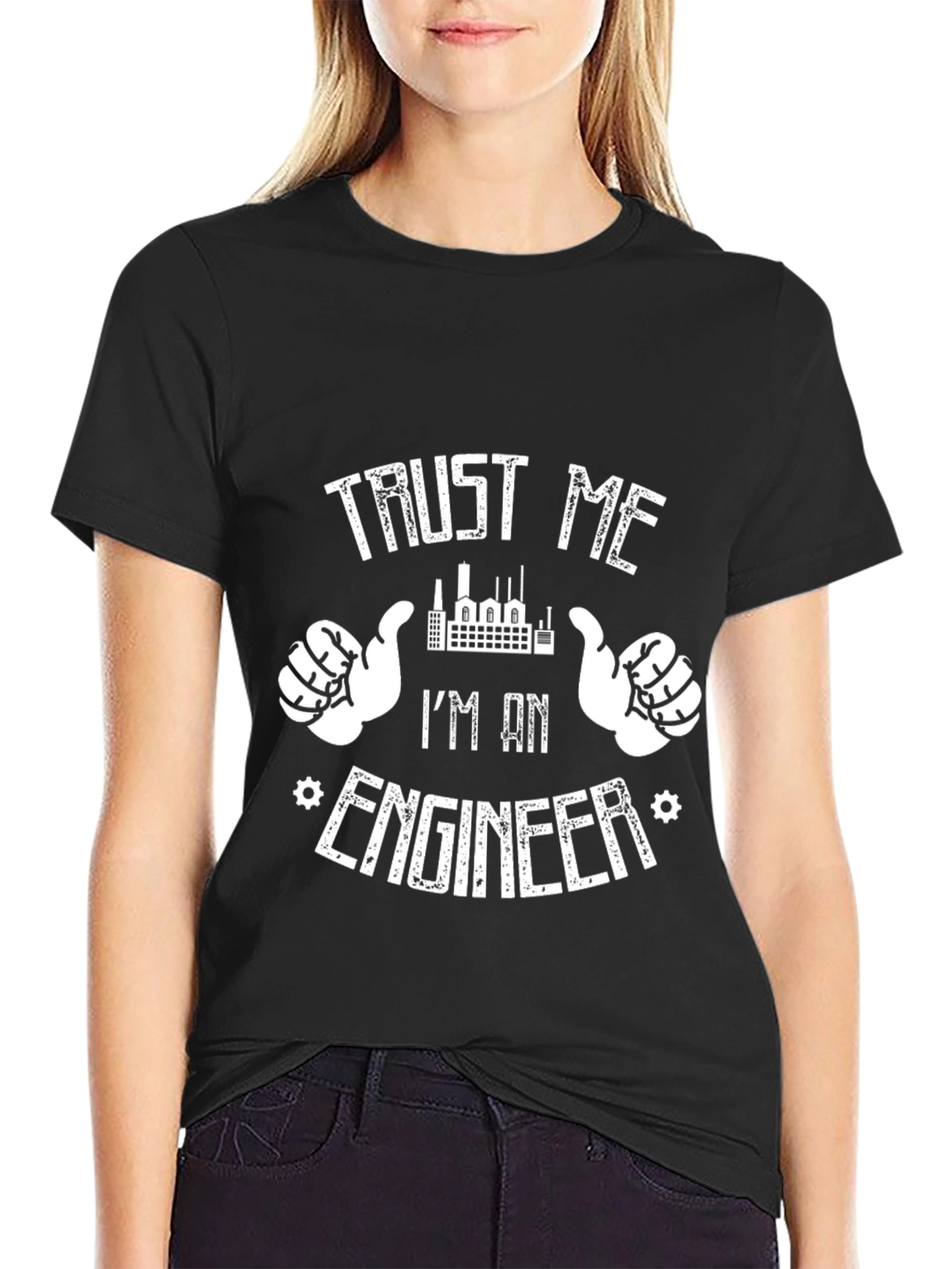 Trust Me Im An Engineer Black Graphic T-Shirt