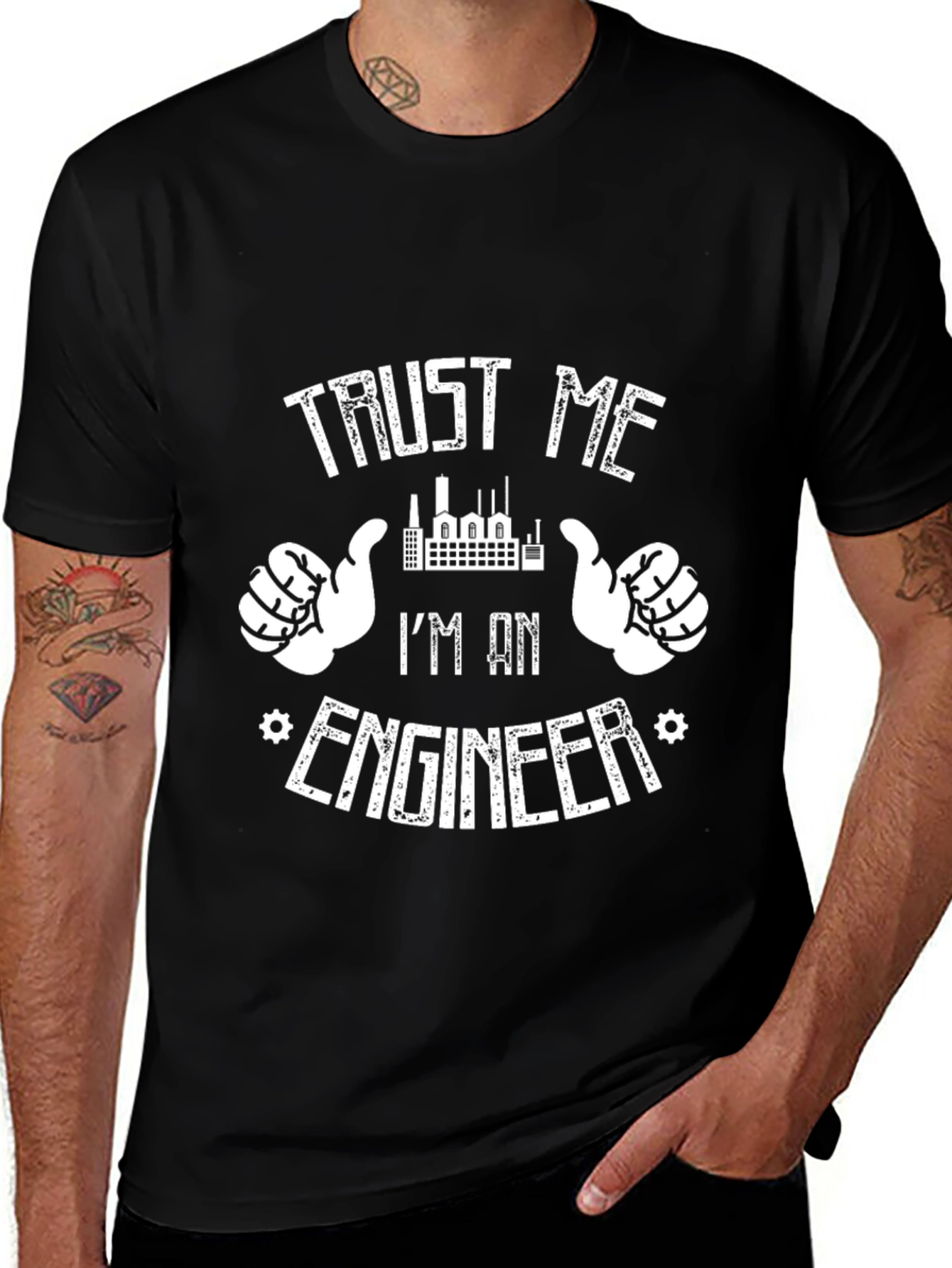 Trust Me Im An Engineer Black Graphic T-Shirt