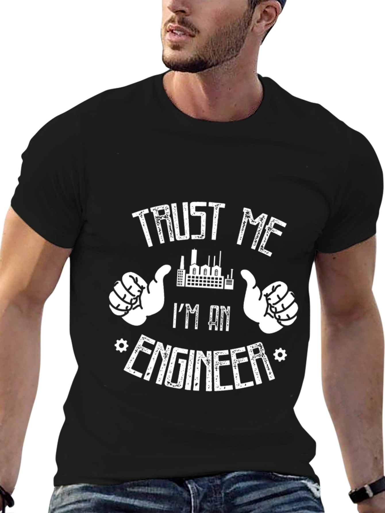 Trust Me Im An Engineer Black Graphic T-Shirt