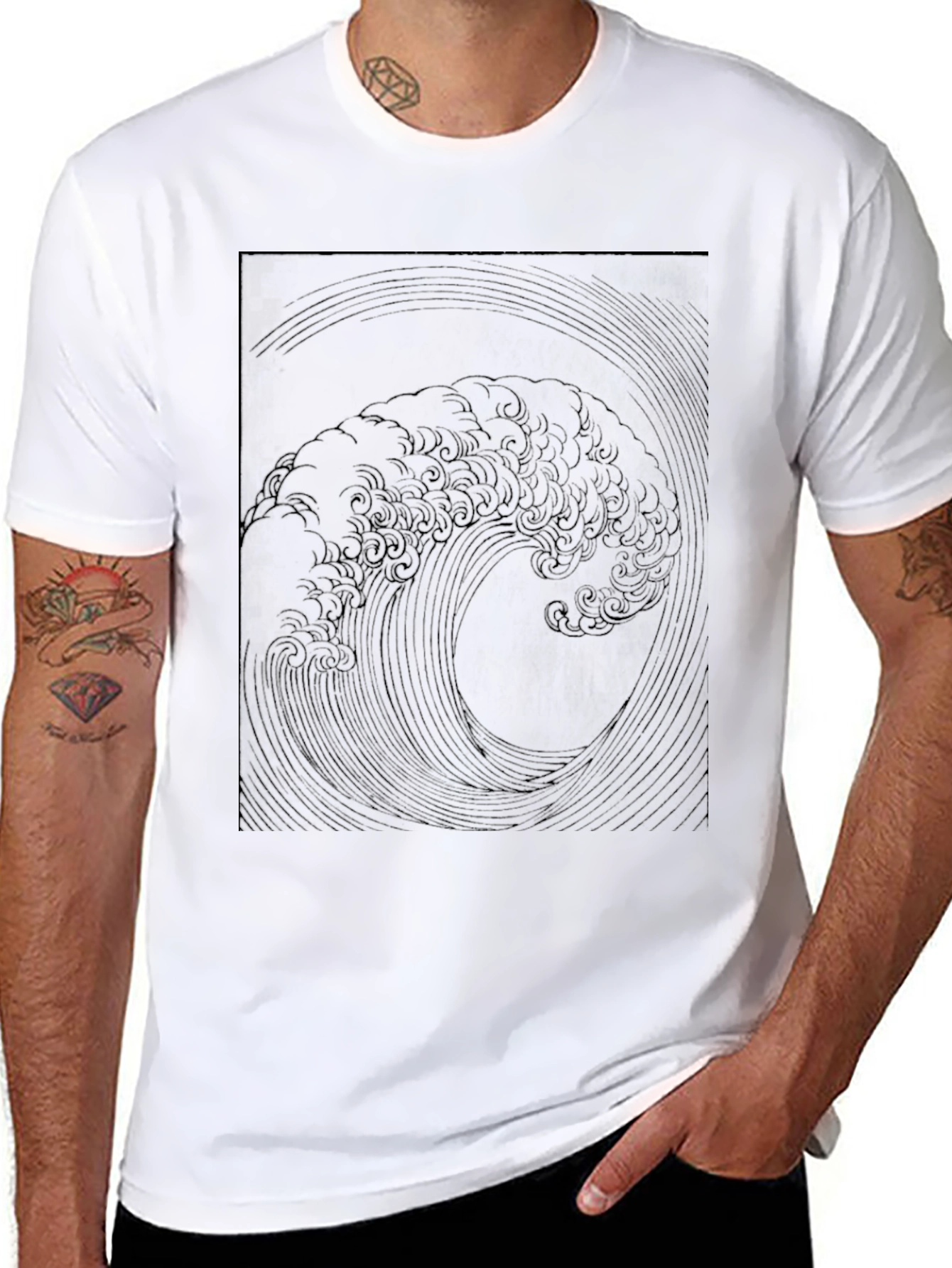 Black Wave Graphic Tee - Stylish Menswear