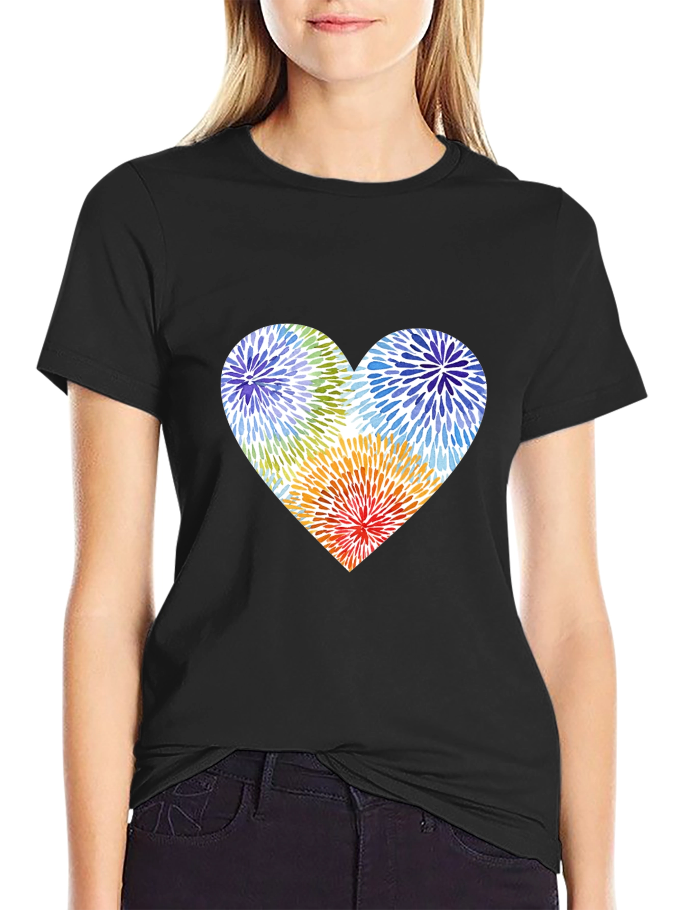 Heart Burst Graphic Black T-Shirt