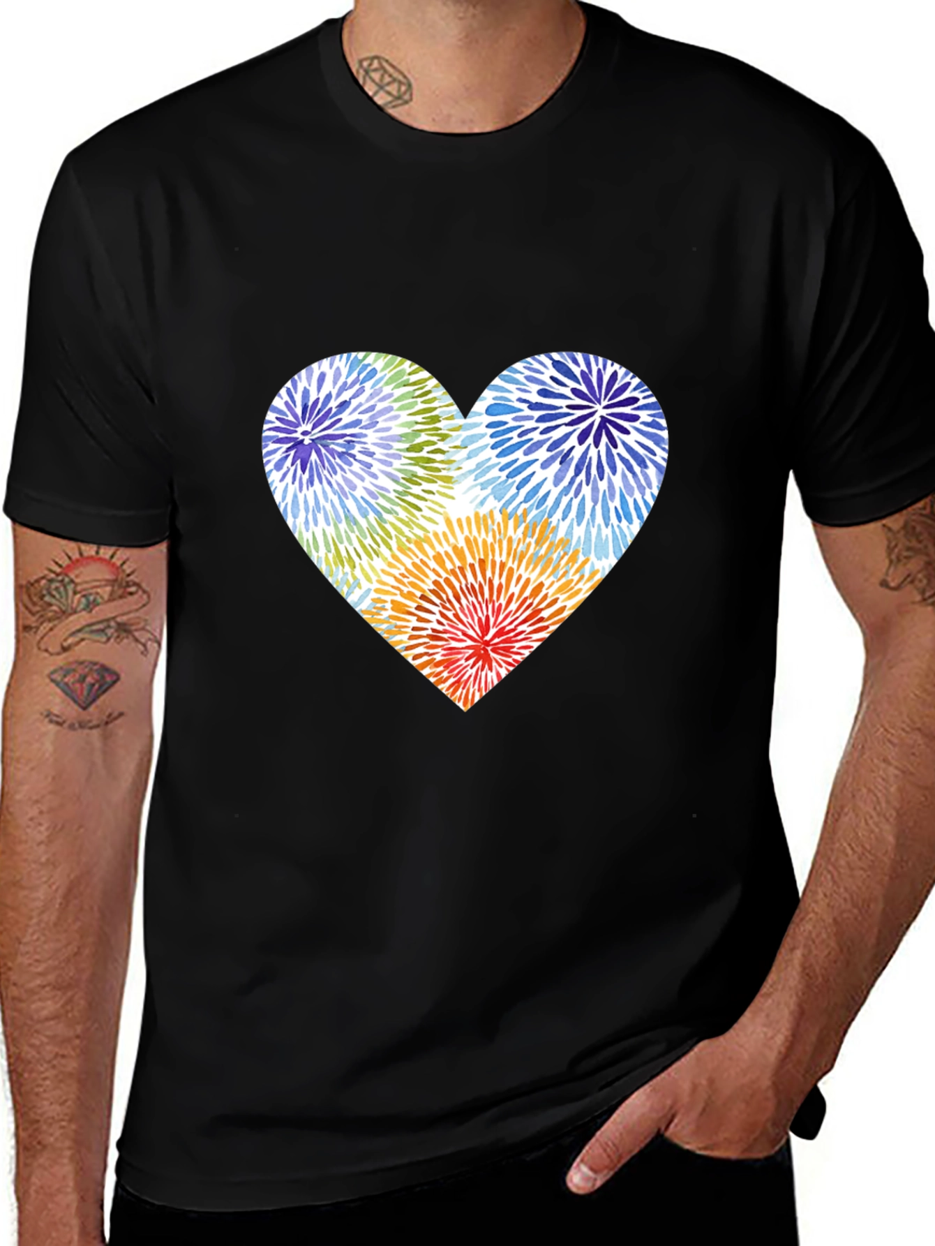 Heart Burst Graphic Black T-Shirt