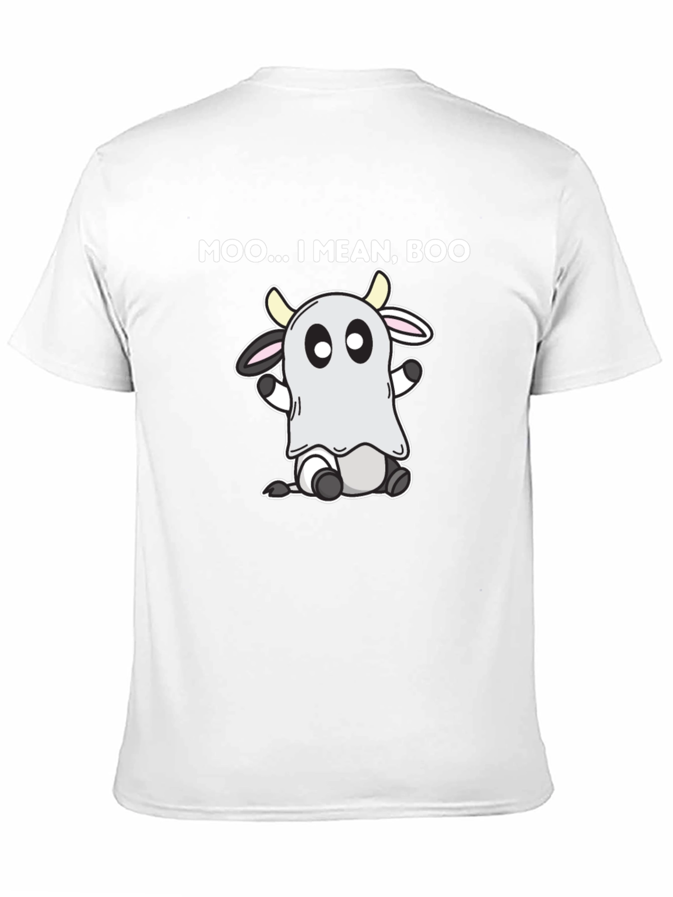 Moo I Mean Boo Cow Ghost Black T-Shirt