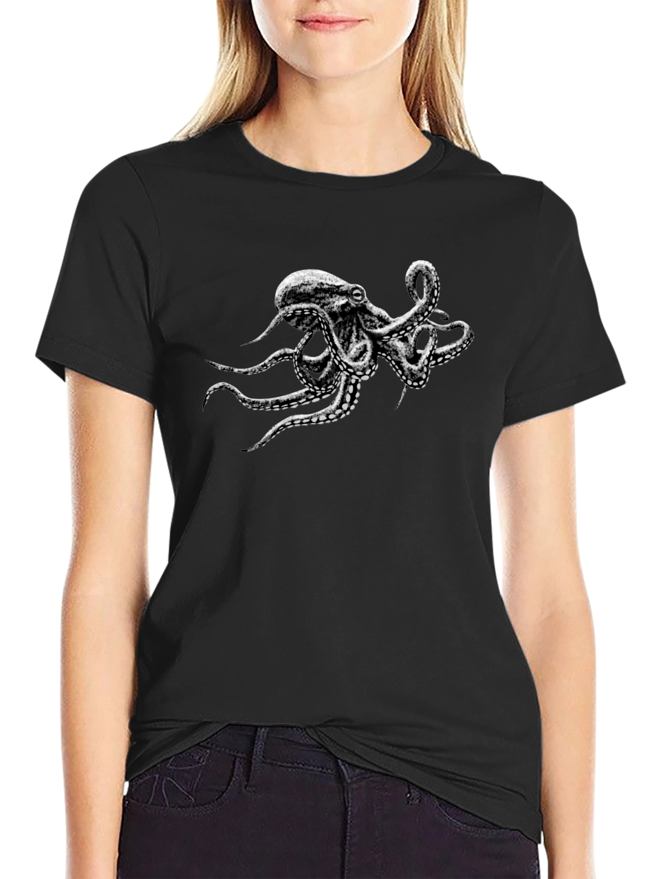 Octopus Graphic Black T-Shirt