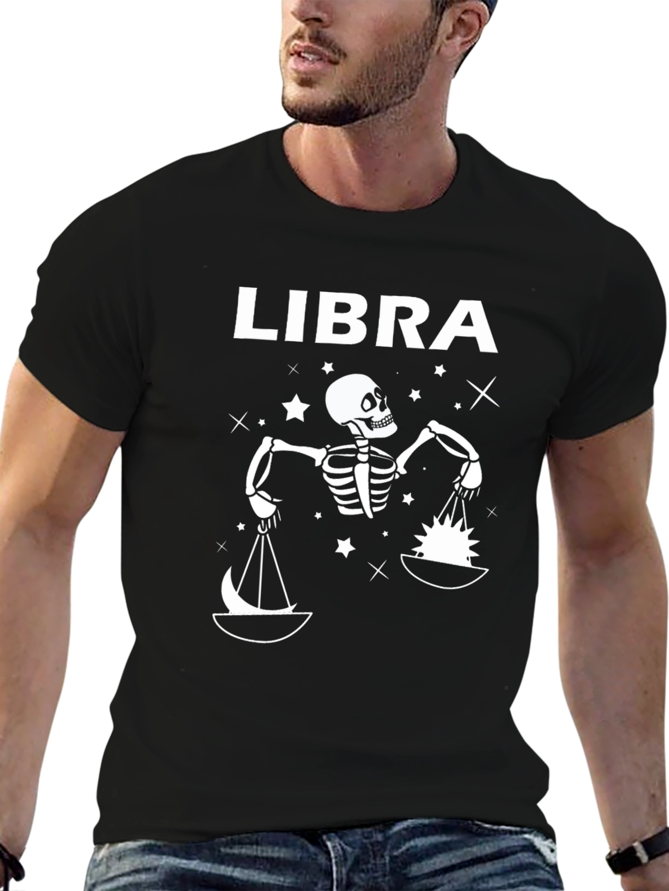 Libra Skeleton T-Shirt - Zodiac Sign Graphic Tee