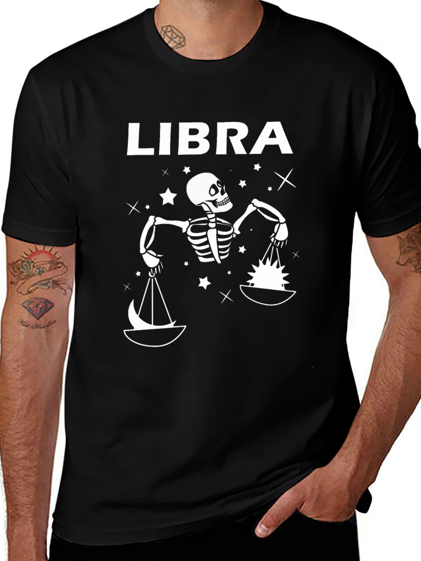 Libra Skeleton T-Shirt - Zodiac Sign Graphic Tee