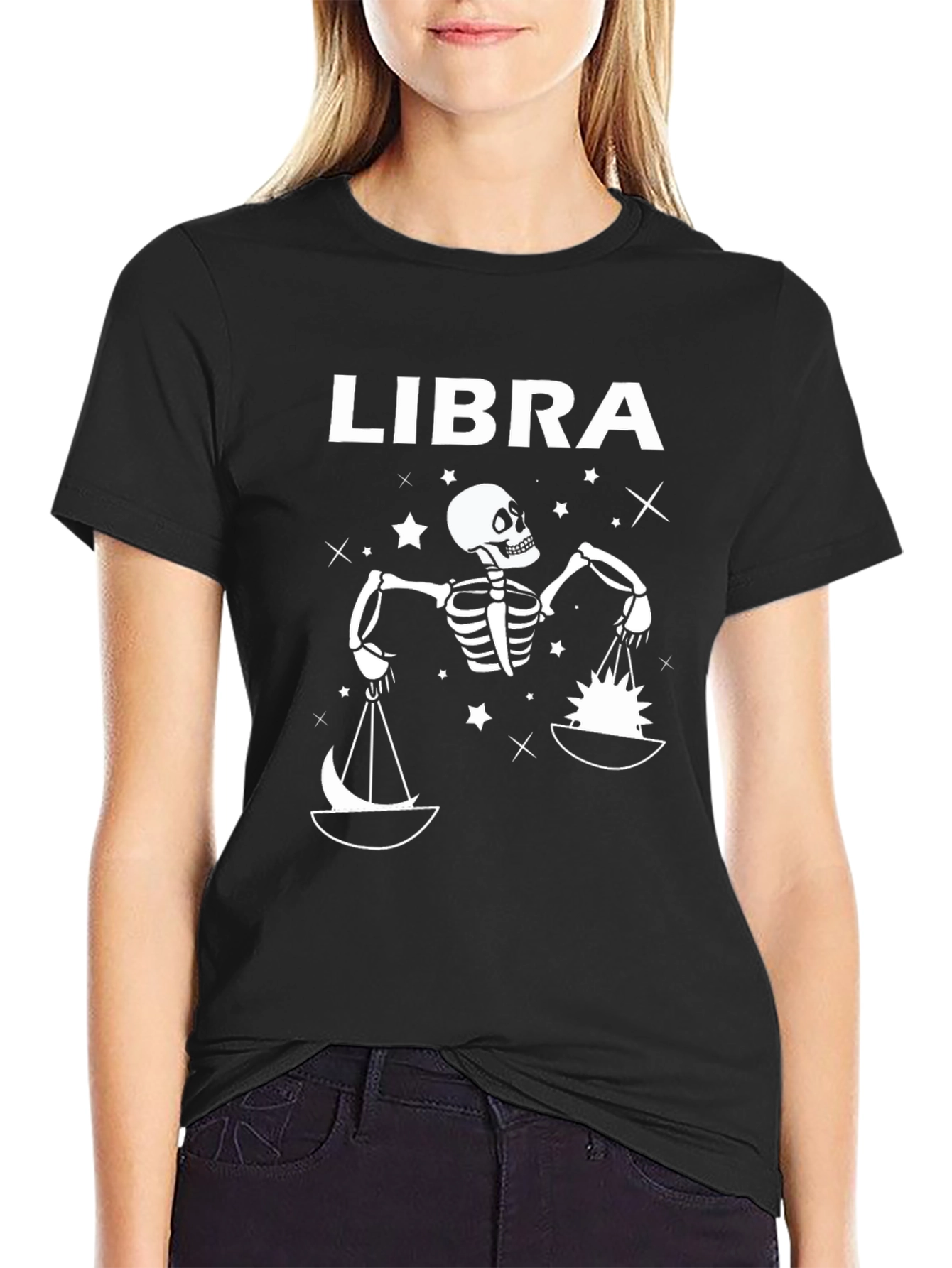 Libra Skeleton T-Shirt - Zodiac Sign Graphic Tee