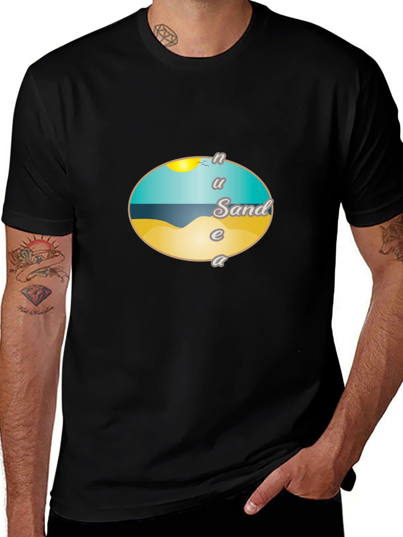 Beach Sand Graphic Tee - Unisex Black T-Shirt