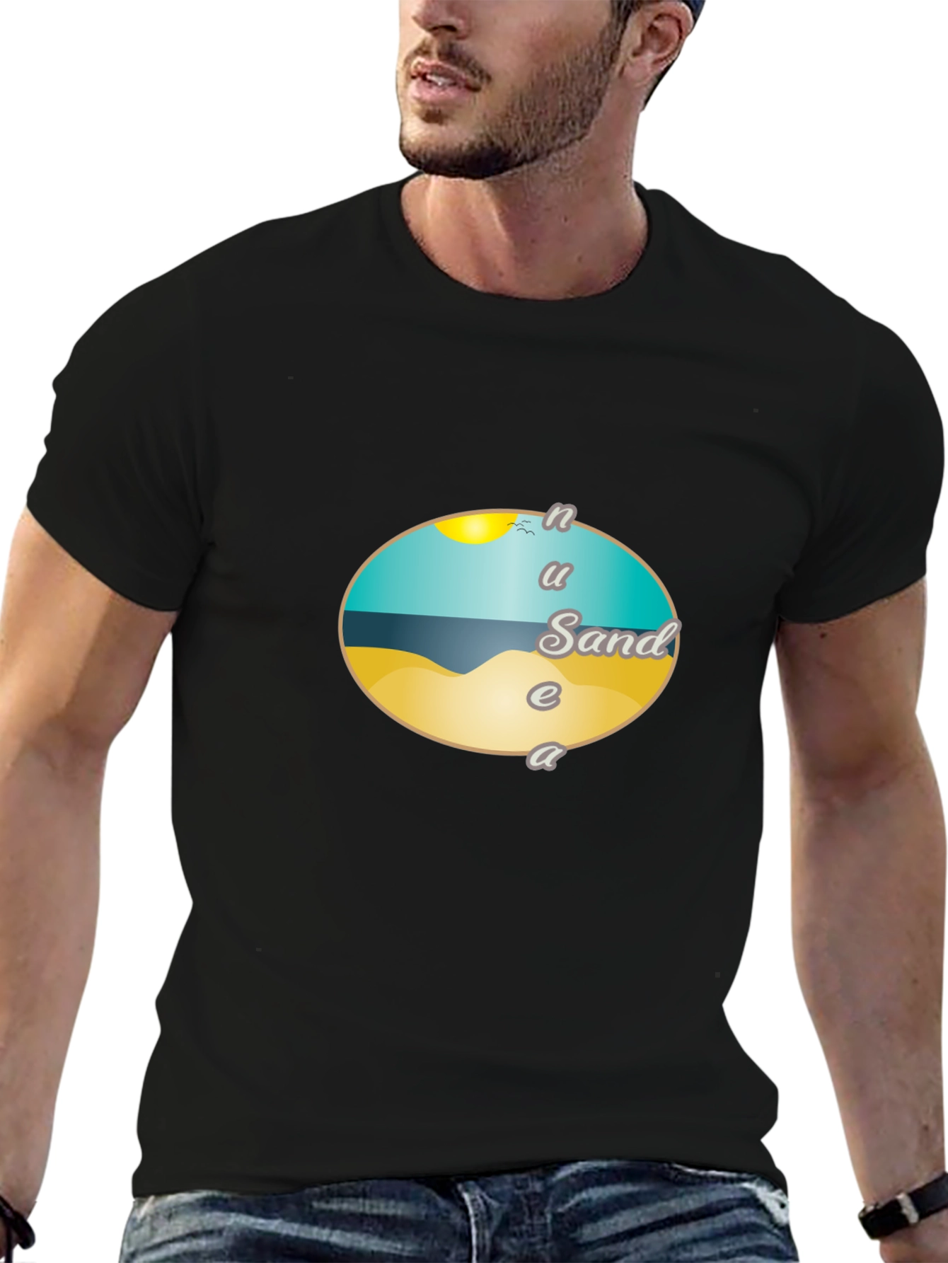 Beach Sand Graphic Tee - Unisex Black T-Shirt