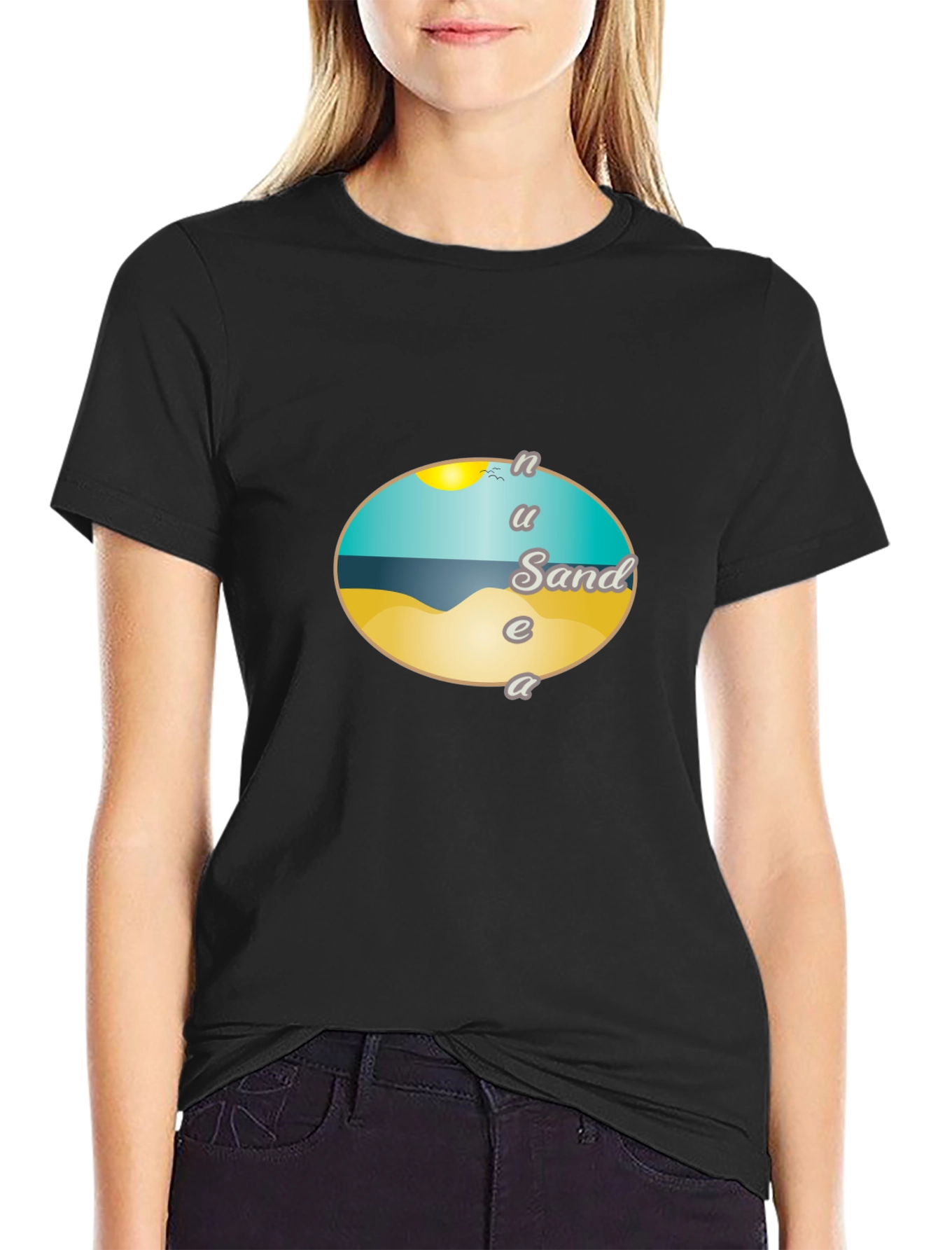 Beach Sand Graphic Tee - Unisex Black T-Shirt