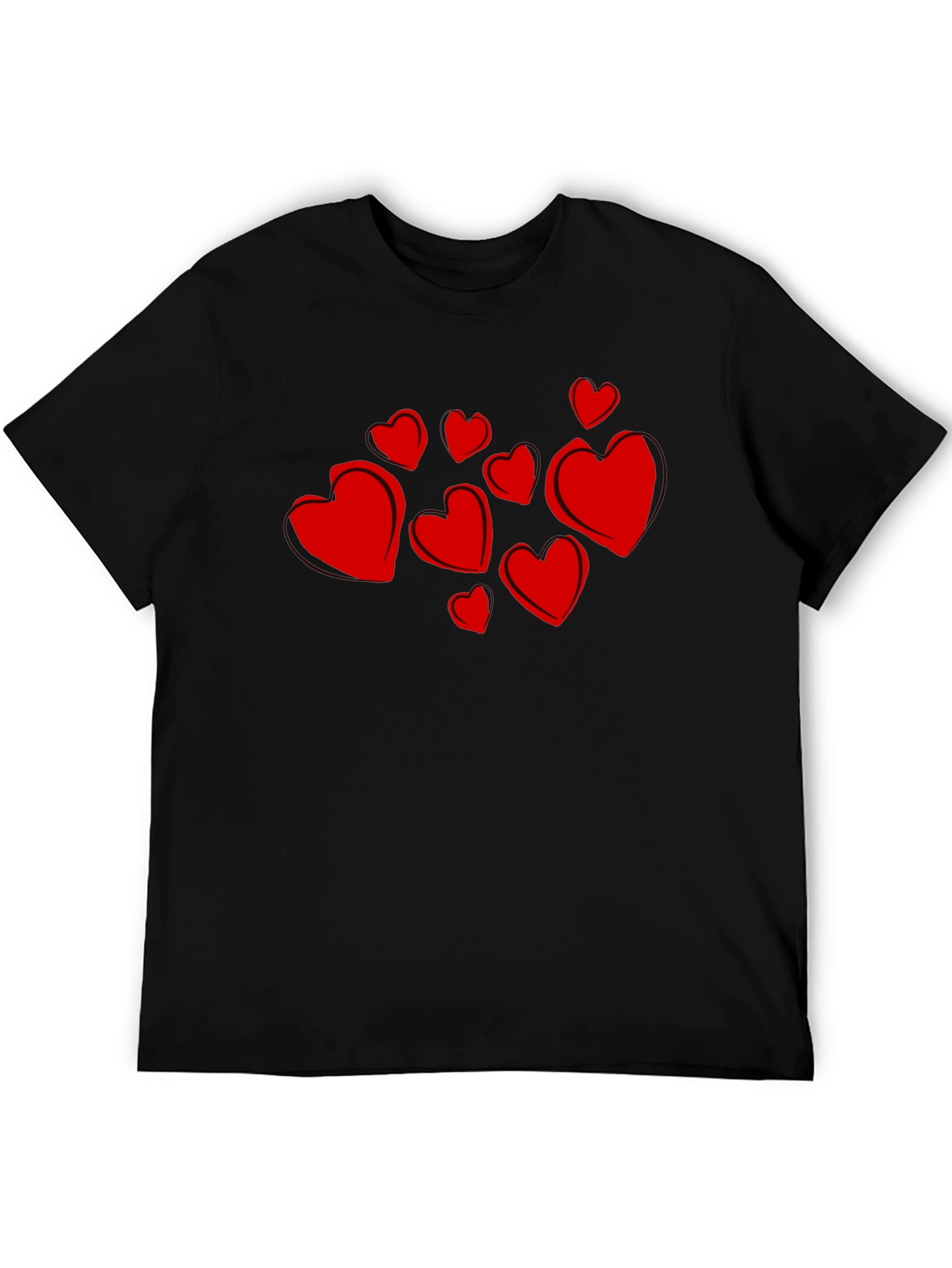 Heart Print Black T-Shirt - Stylish Casual Wear