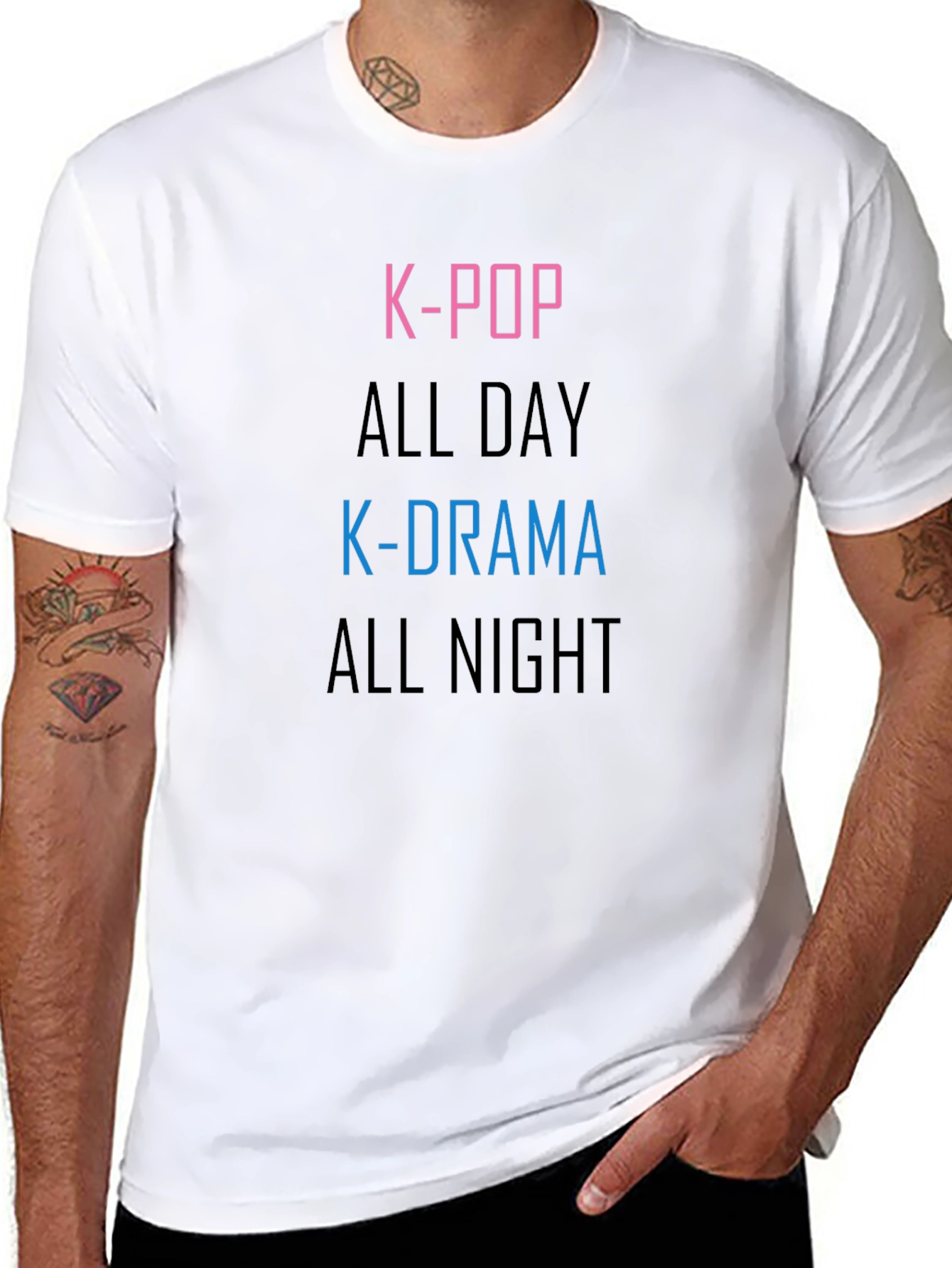 K-Pop & K-Drama All Day & Night Black T-Shirt