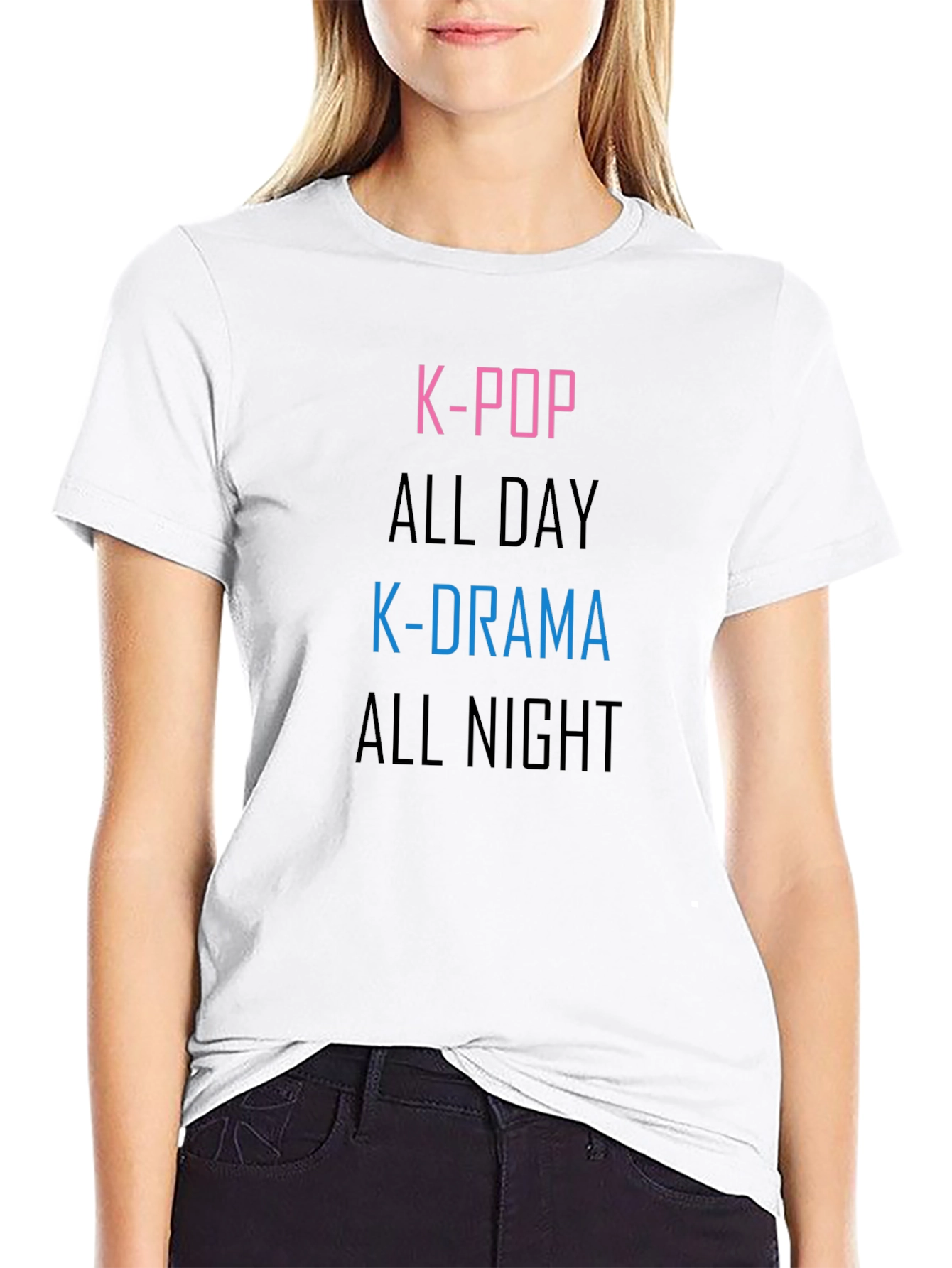 K-Pop & K-Drama All Day & Night Black T-Shirt