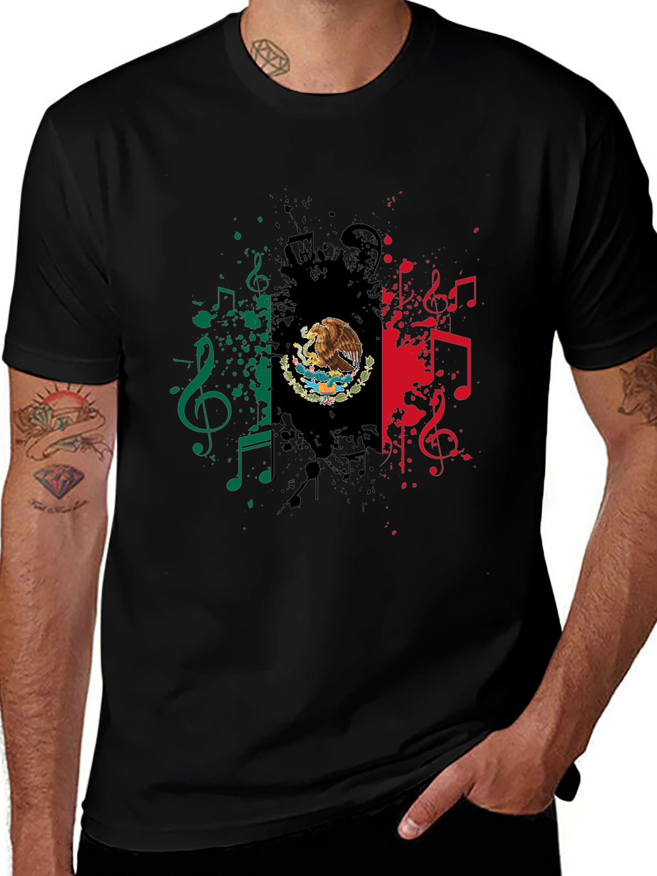 Mexican Flag Music Note Graphic Tee