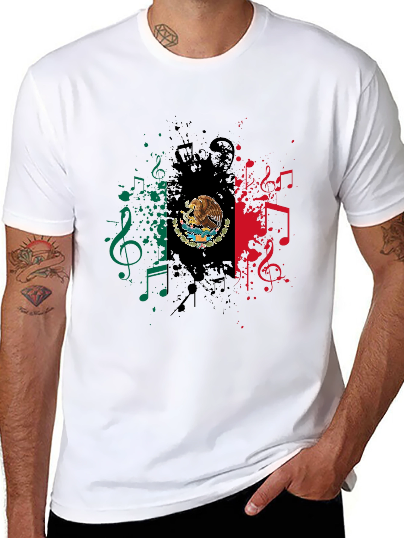 Mexican Flag Music Note Graphic Tee