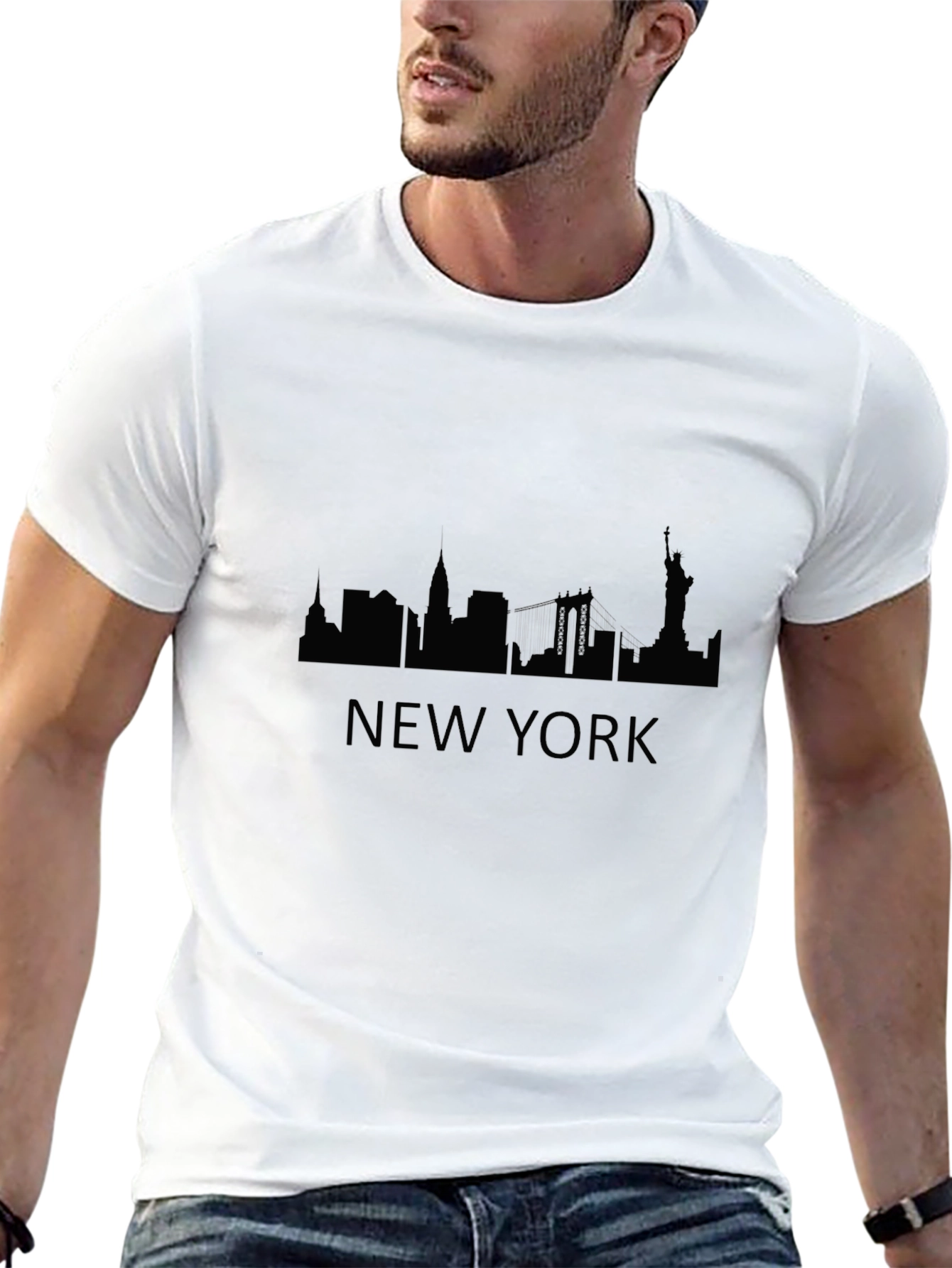 New York Skyline Graphic Tee - Black