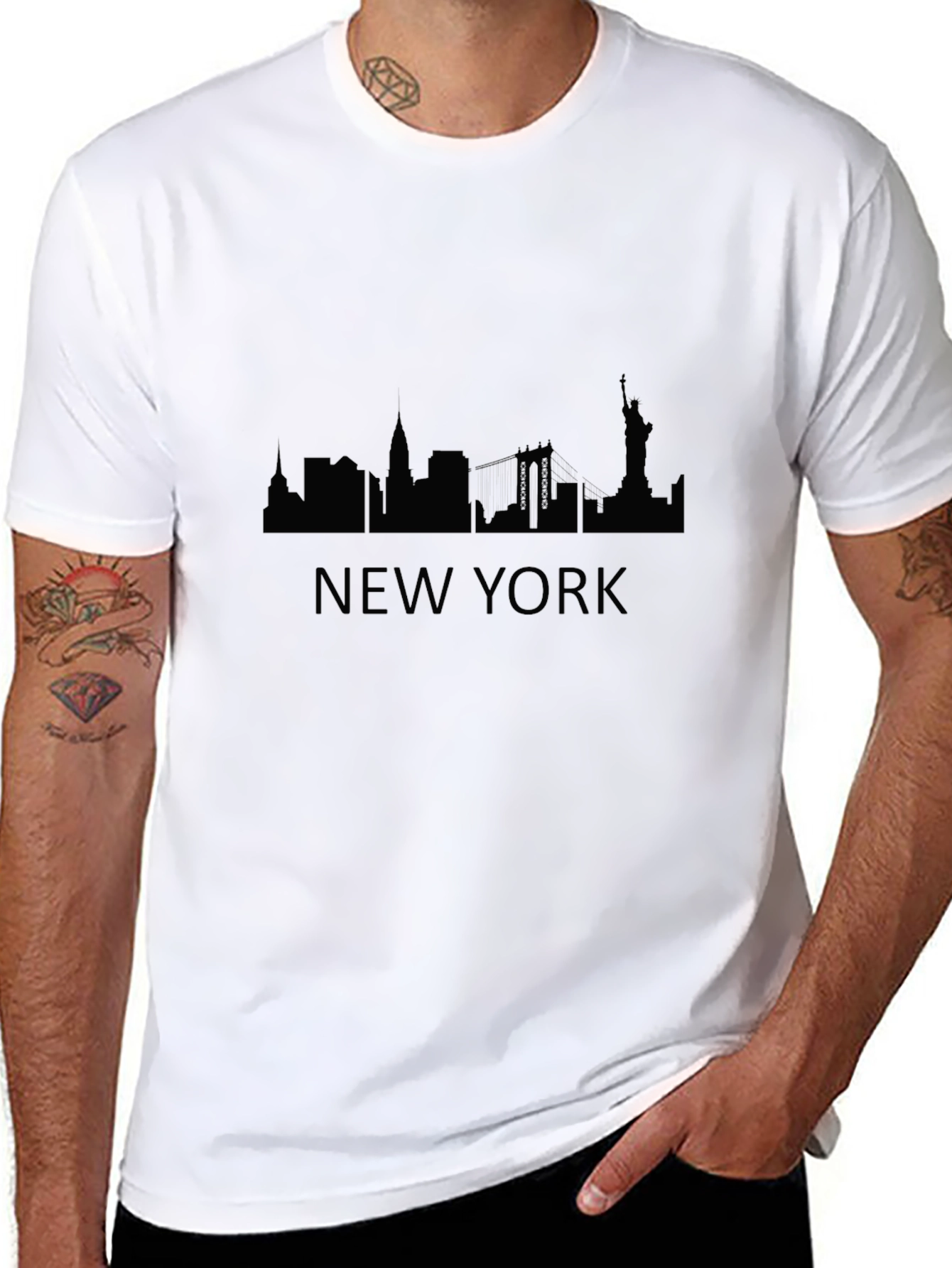 New York Skyline Graphic Tee - Black