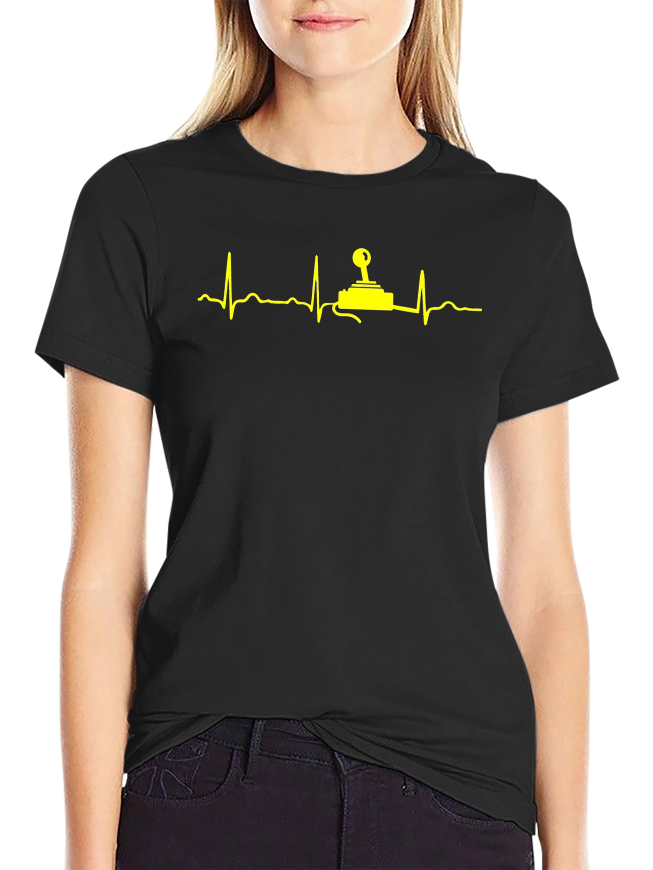 Gamer Heartbeat T-Shirt - Black Cotton Graphic Tee