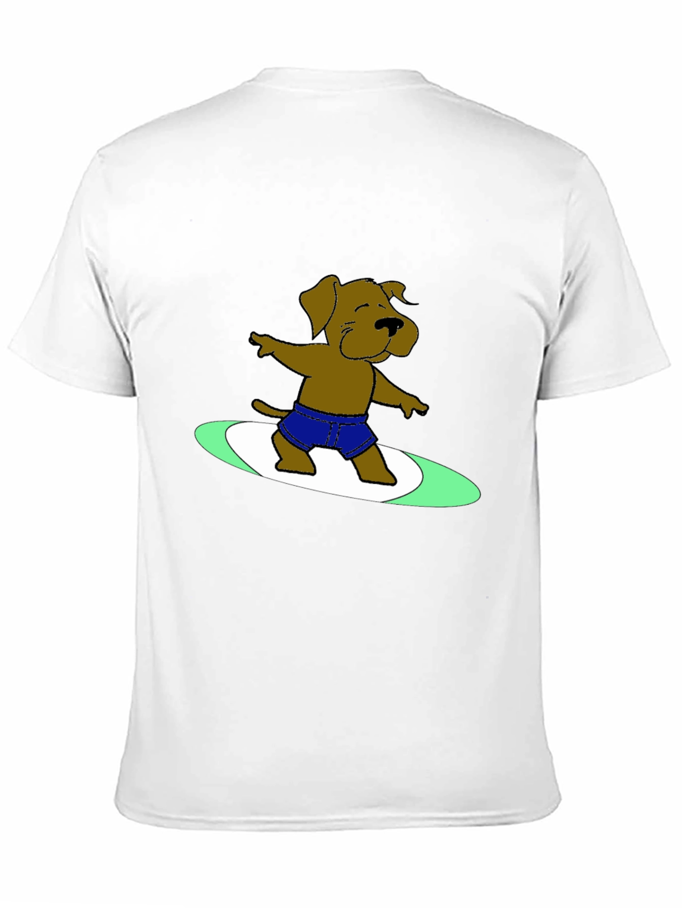 Surfing Dog Graphic Tee - Black Cotton T-Shirt