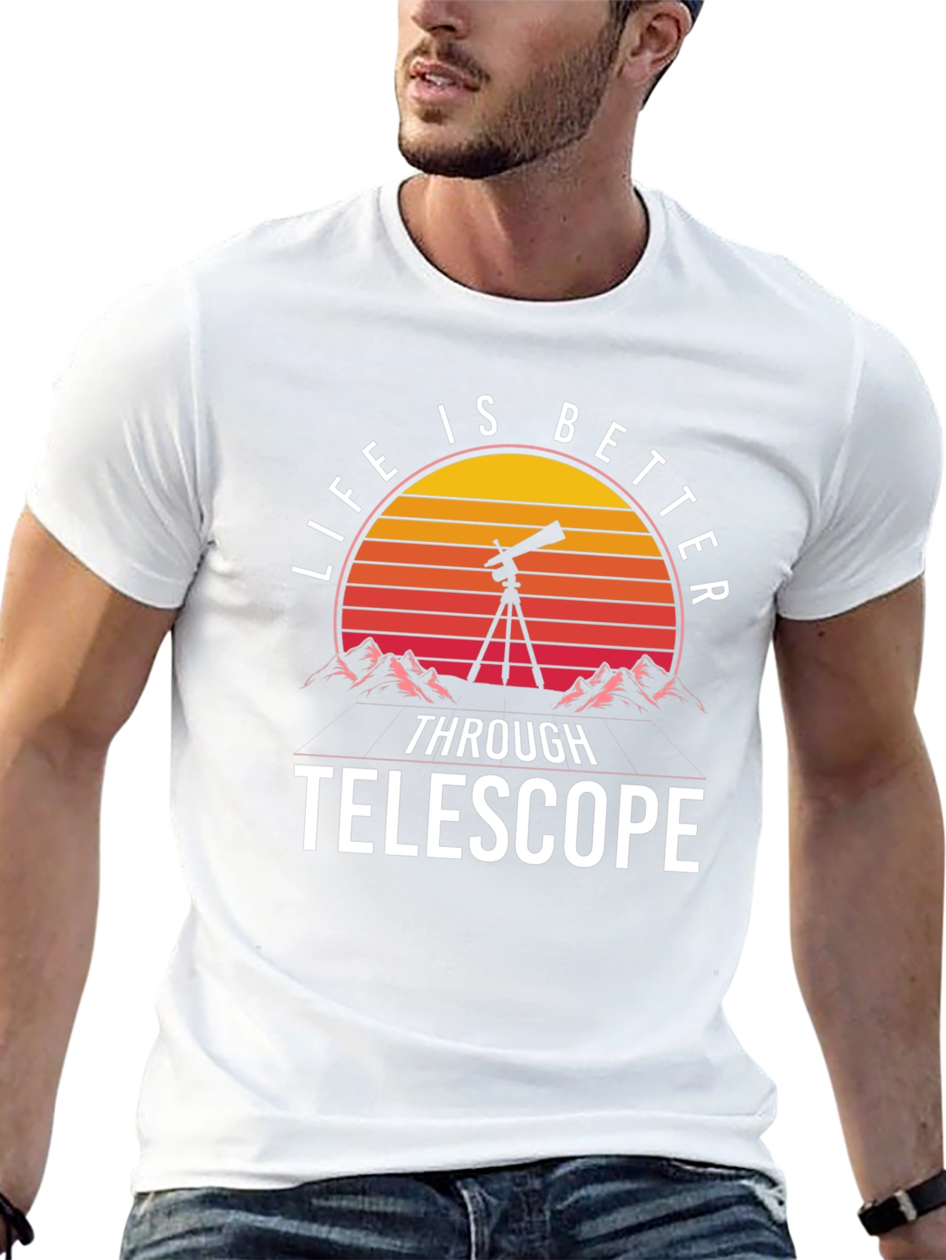 Telescope Sunset Graphic T-Shirt