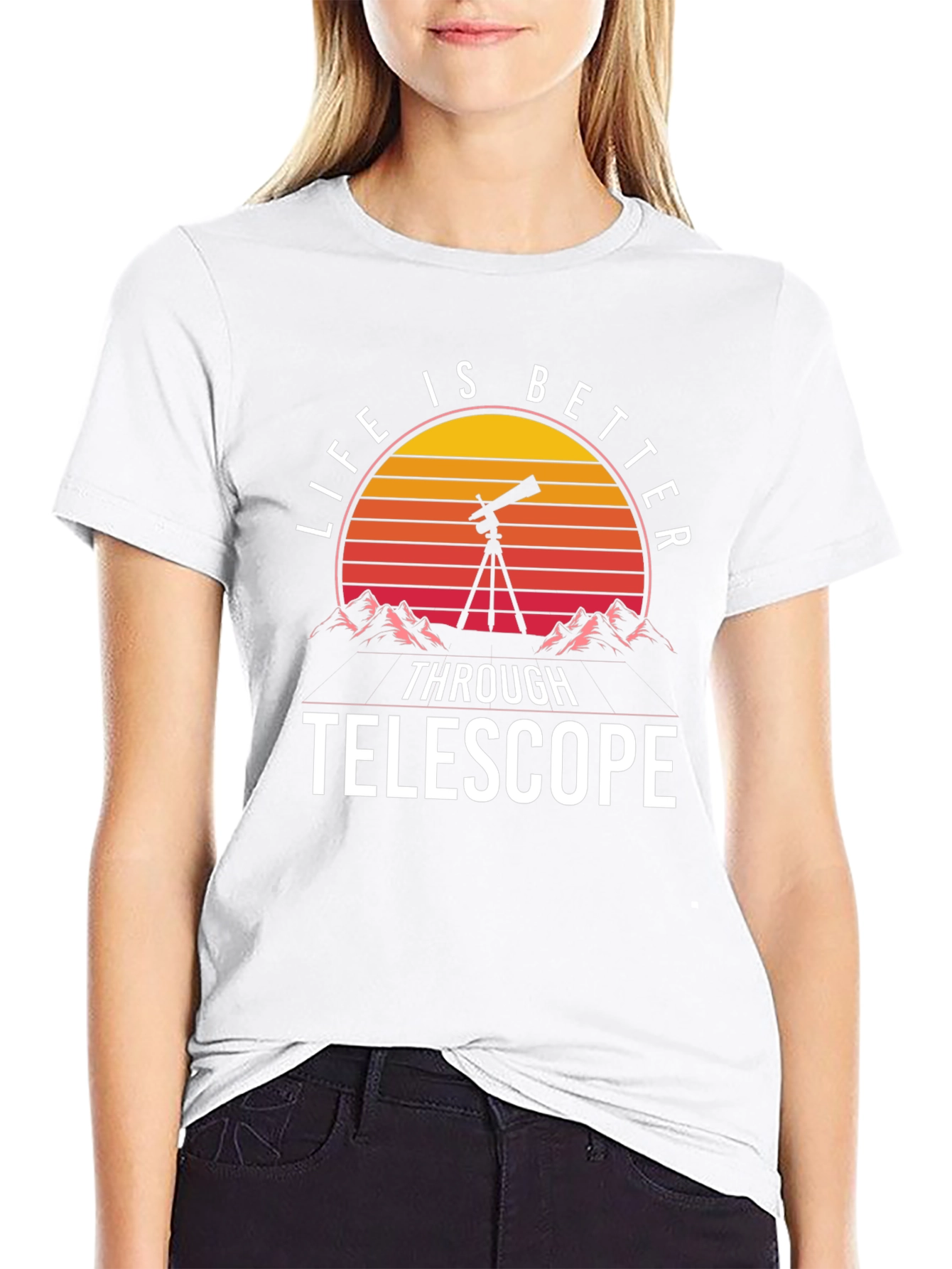 Telescope Sunset Graphic T-Shirt