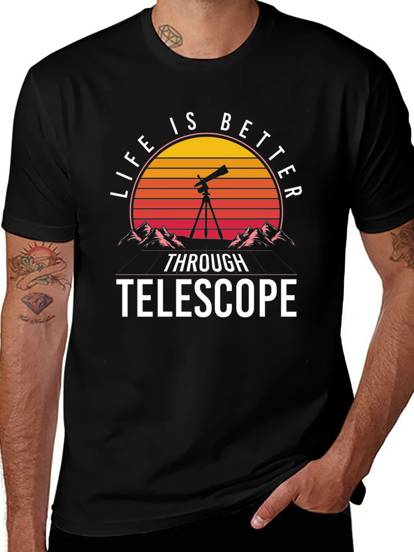 Telescope Sunset Graphic T-Shirt