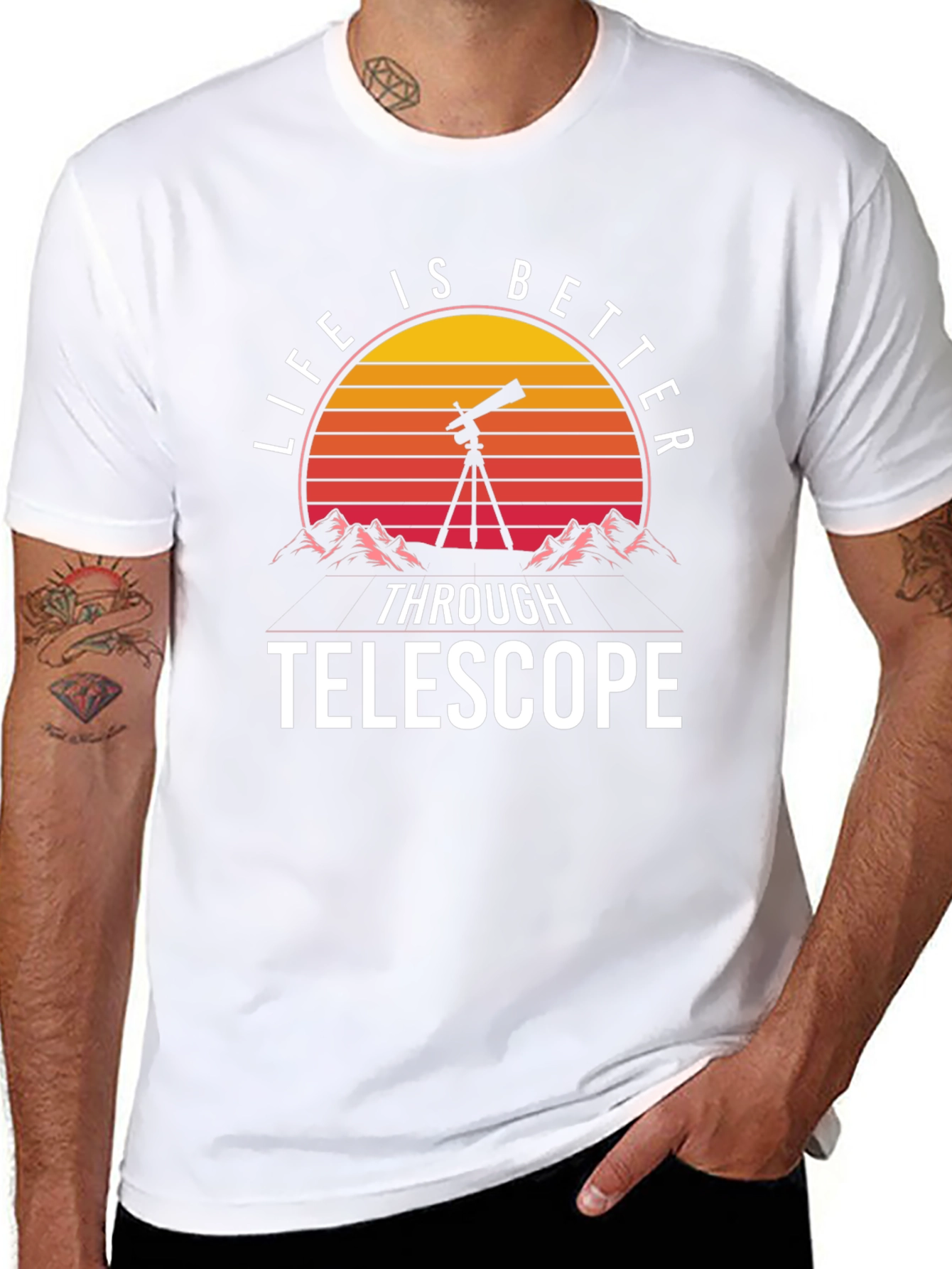 Telescope Sunset Graphic T-Shirt