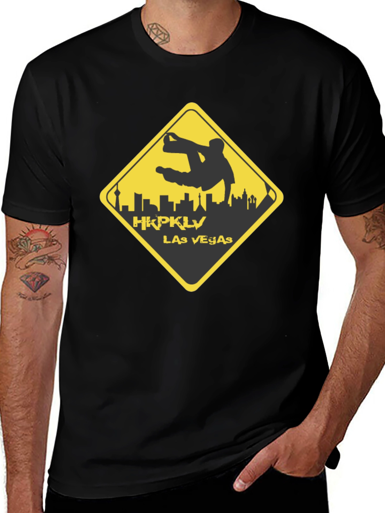 HKPKLV Las Vegas T-Shirt Black Graphic Tee