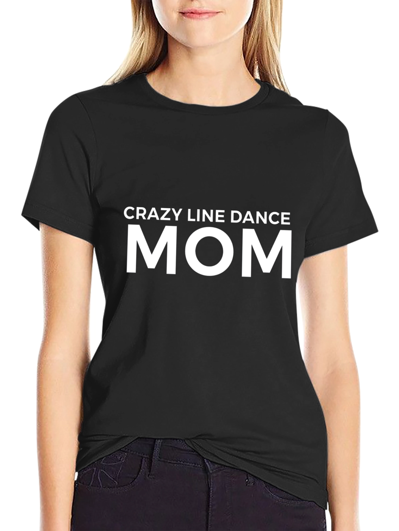 Crazy Line Dance Mom Black Graphic Tee