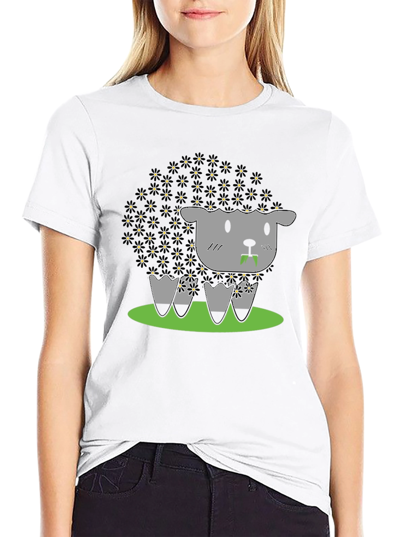 Black Sheep T-Shirt - Floral Wool Design