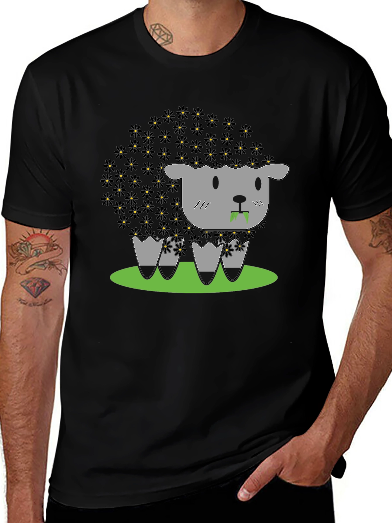 Black Sheep T-Shirt - Floral Wool Design