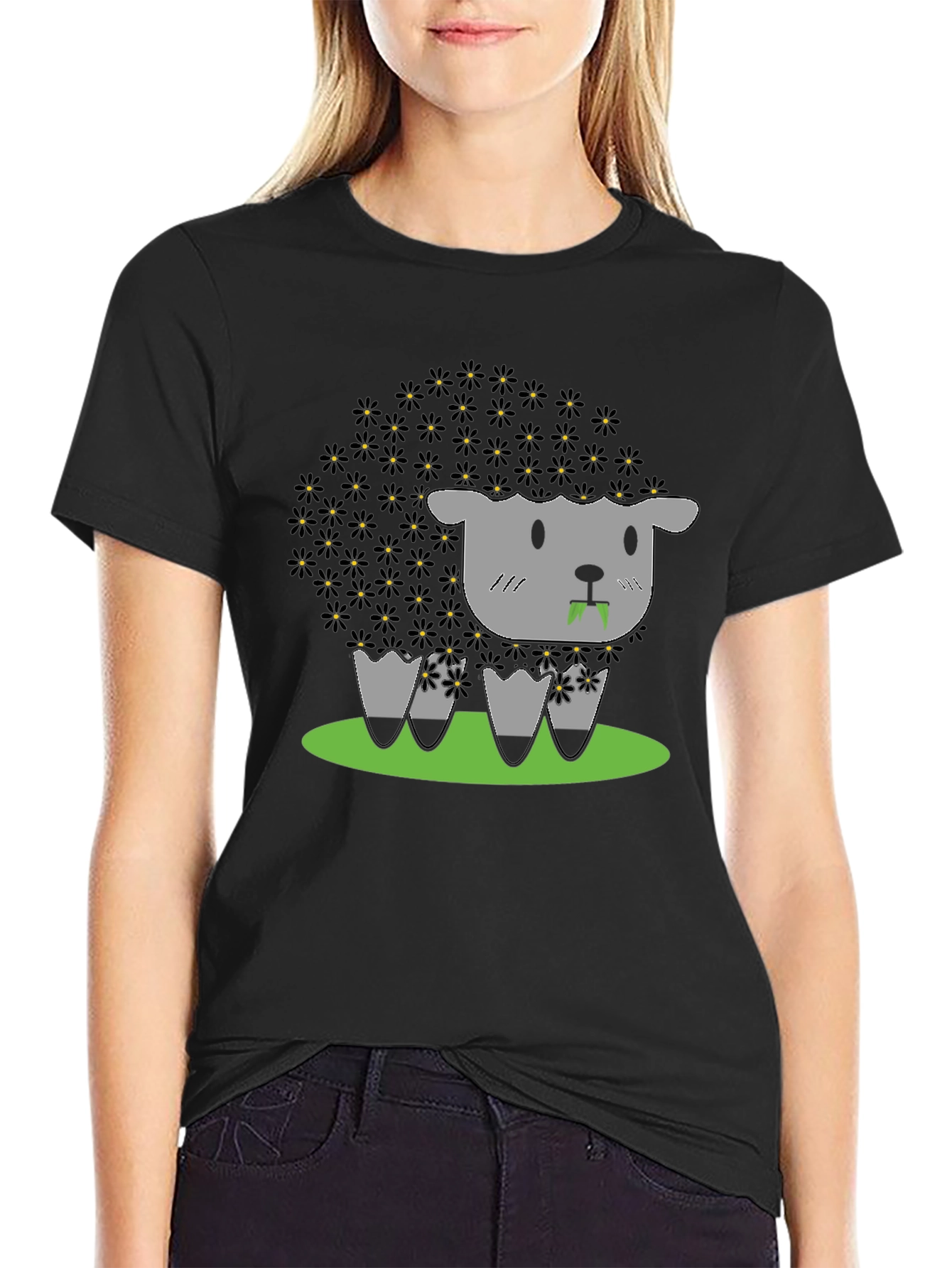Black Sheep T-Shirt - Floral Wool Design
