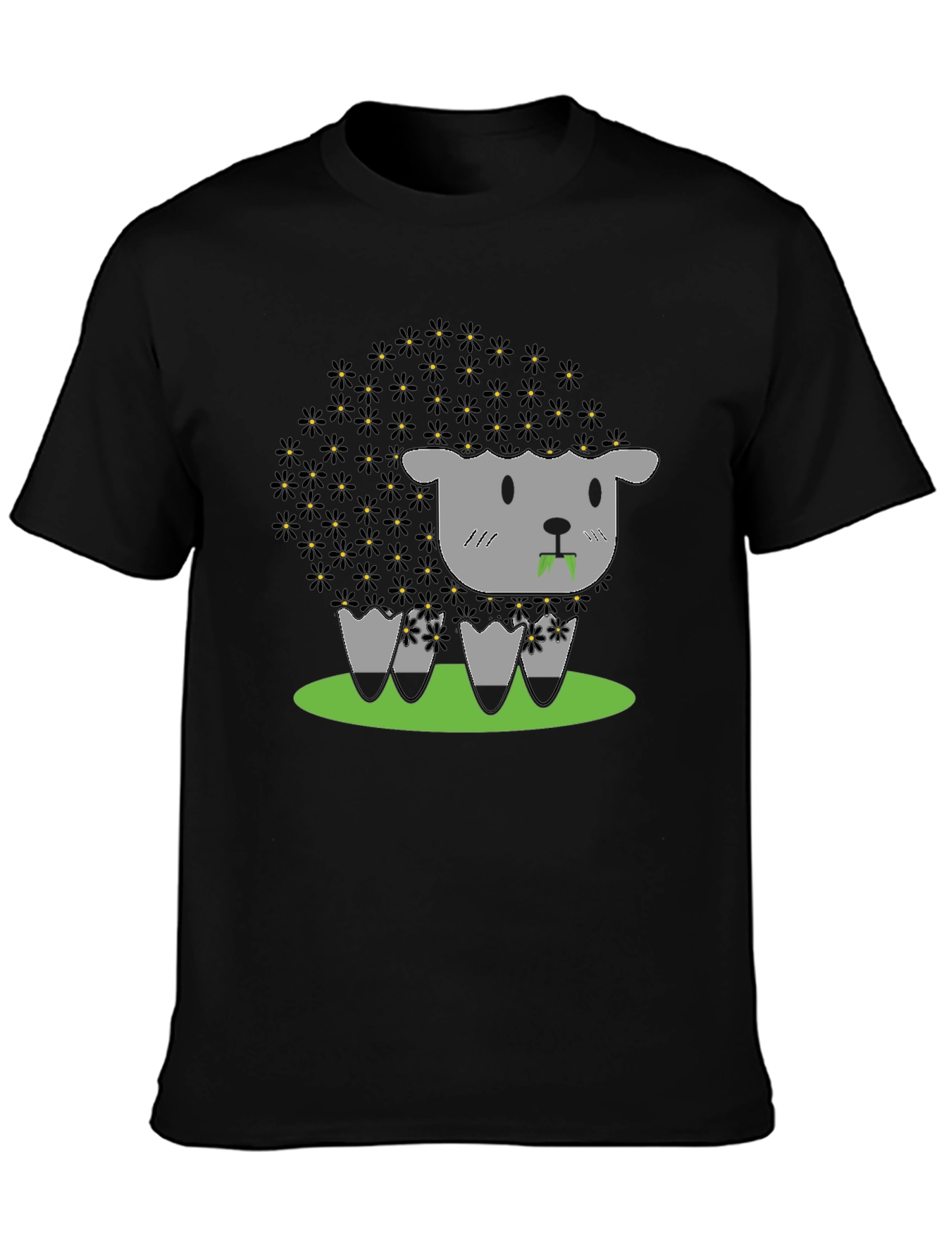 Black Sheep T-Shirt - Floral Wool Design