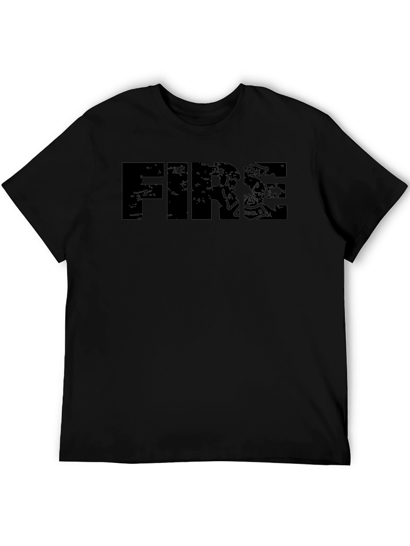 Distressed FIRE Graphic T-Shirt - Black