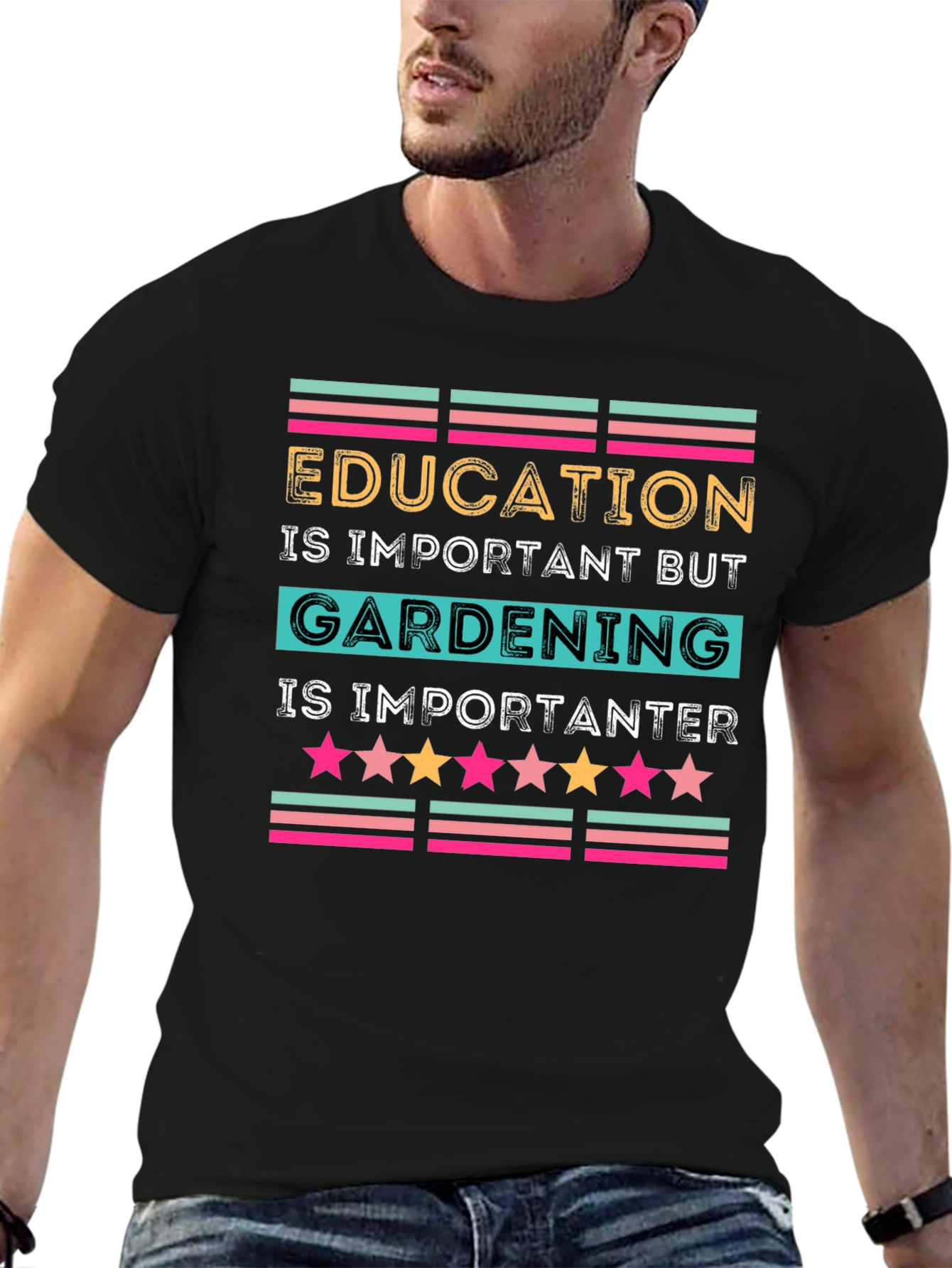 Education vs. Gardening Graphic Tee
