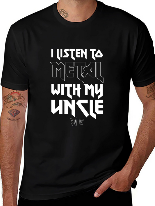 Metal Music Fan T-Shirt - I Listen to Metal with My Uncle