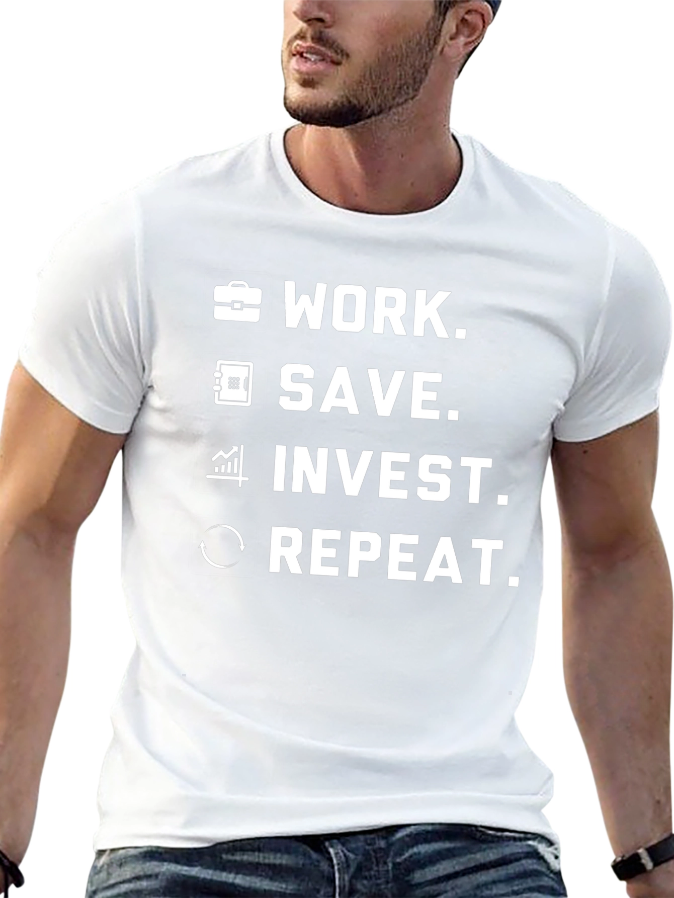 Work Save Invest Repeat Graphic T-Shirt