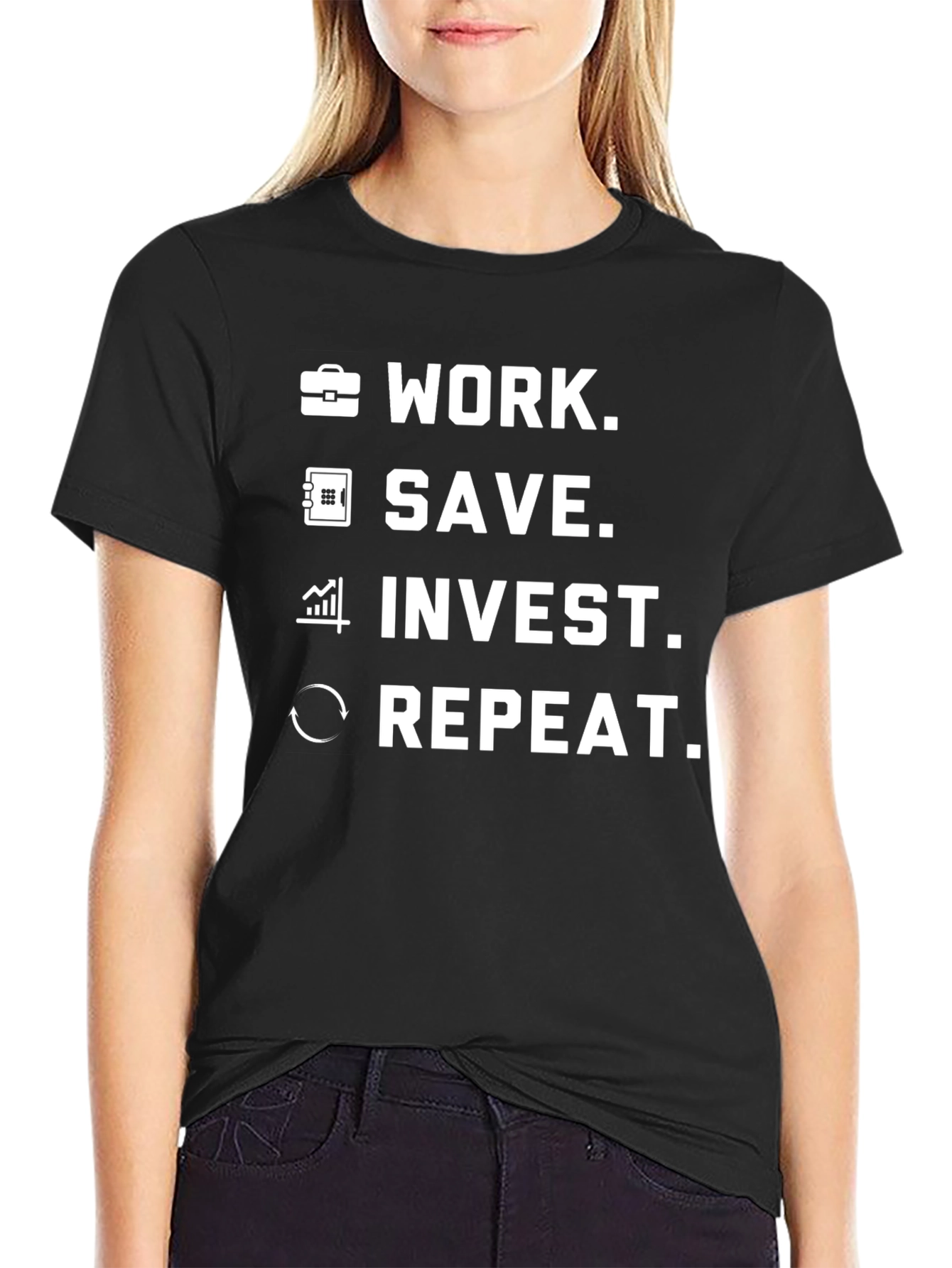 Work Save Invest Repeat Graphic T-Shirt